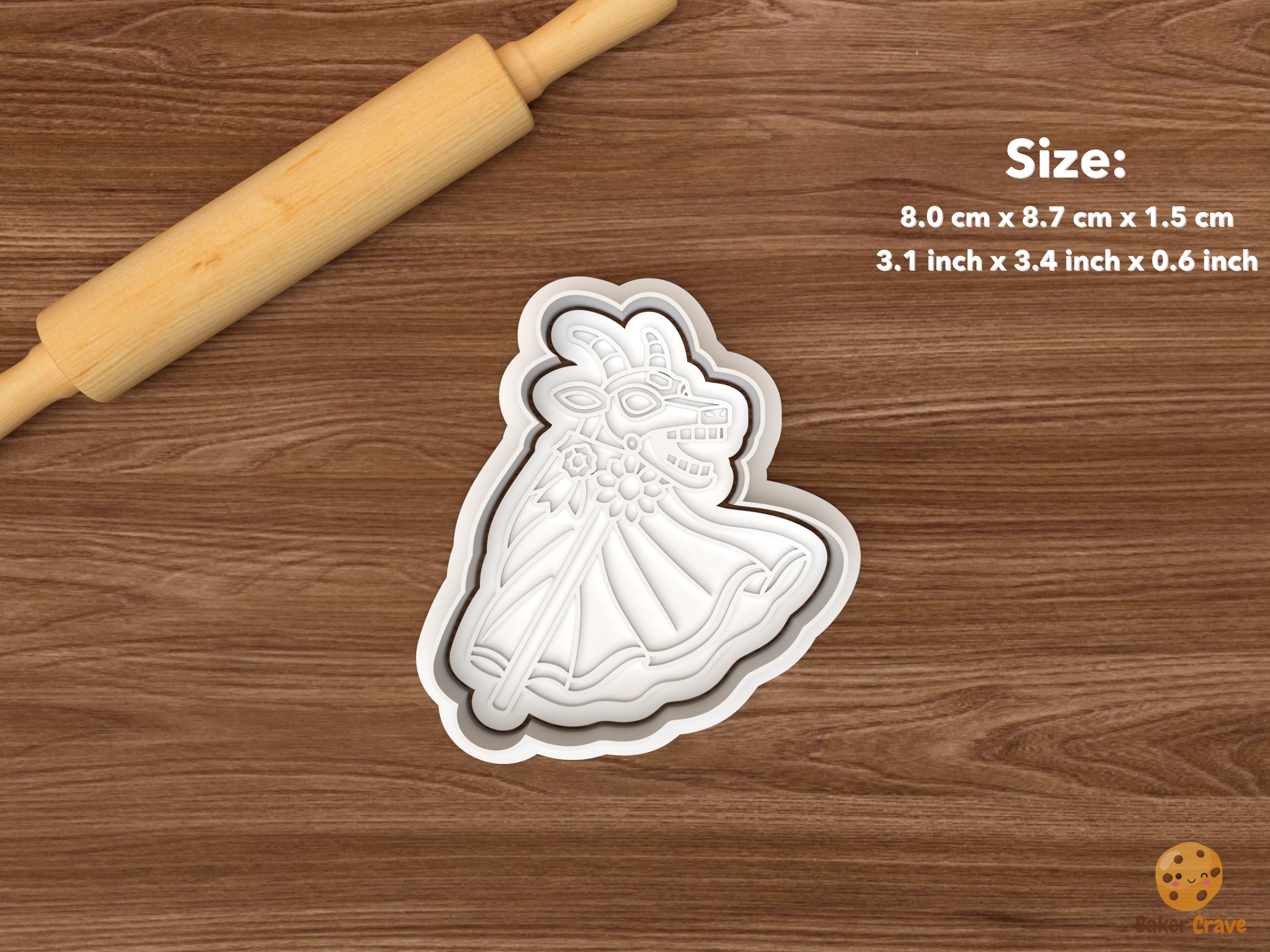 Romanian Goat Dance Christmas Cookie Cutter Set STL File - single side profile dancing goat mask with flowing cape