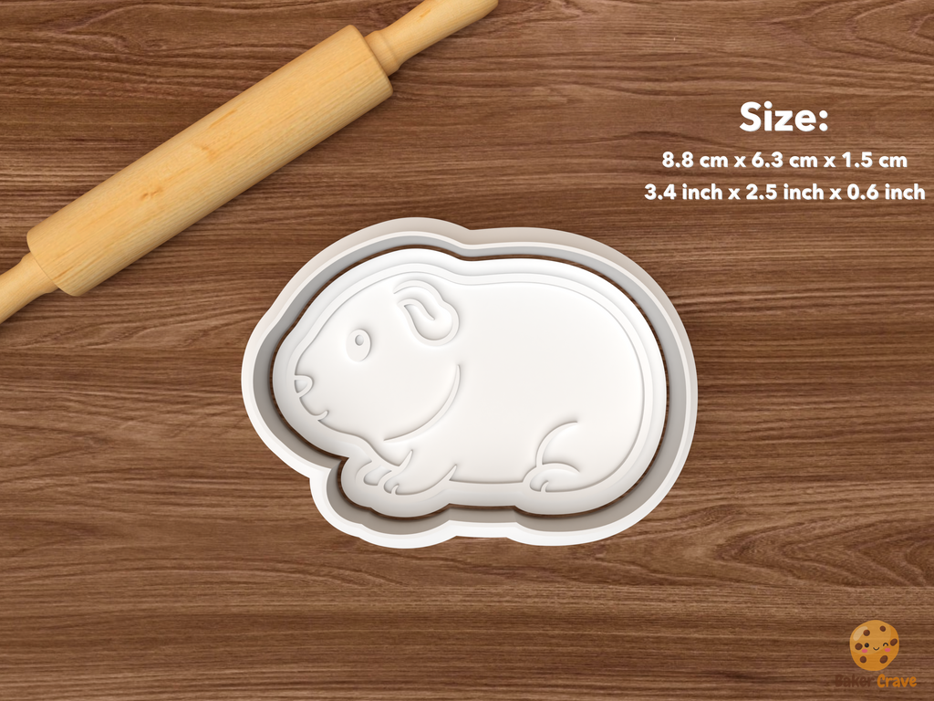 Guinea Pig Cookie Cutter Set STL File - single side profile guinea pig