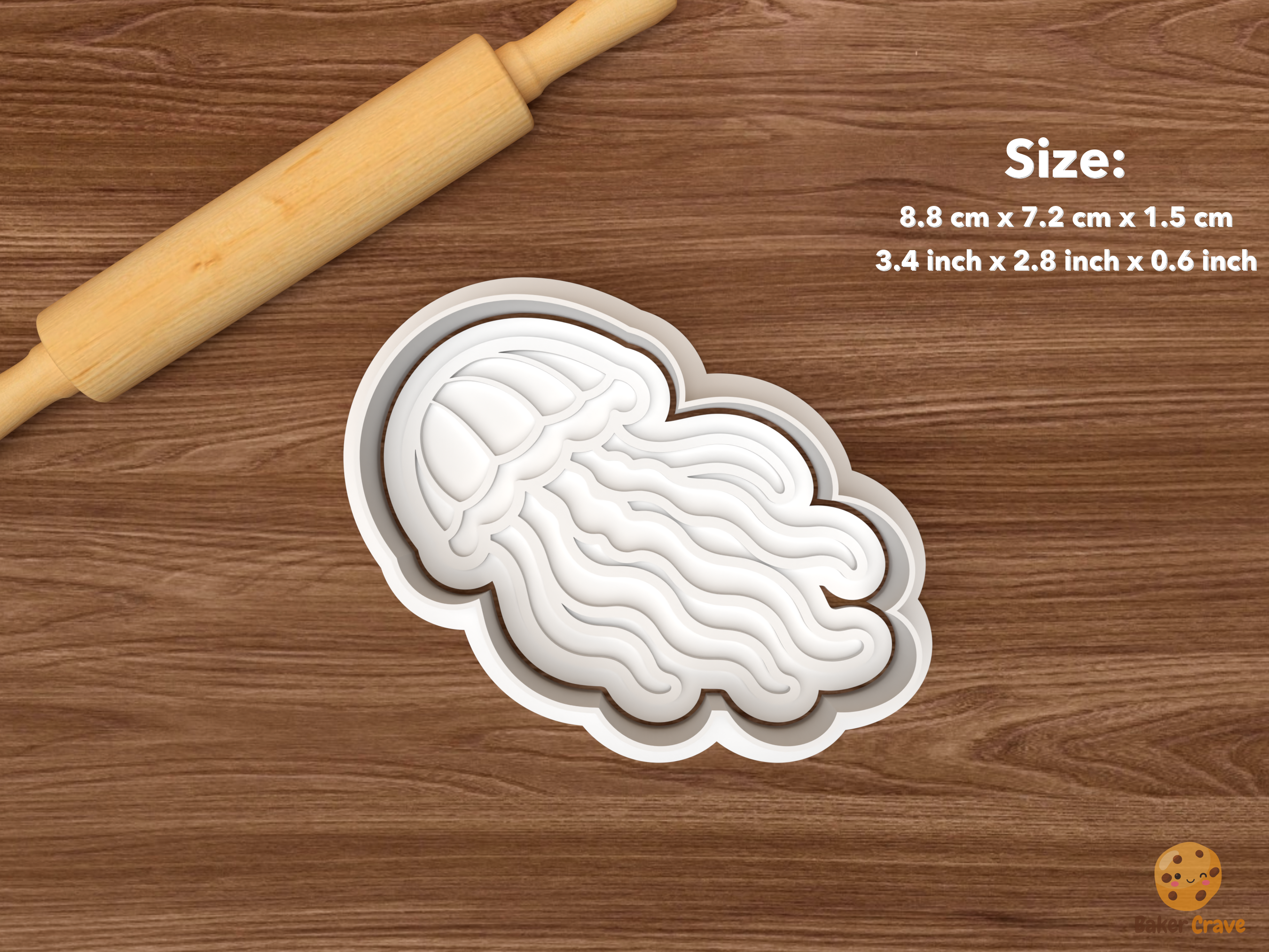 Jellyfish Cookie Cutter Set STL File - single side swimming jellyfish