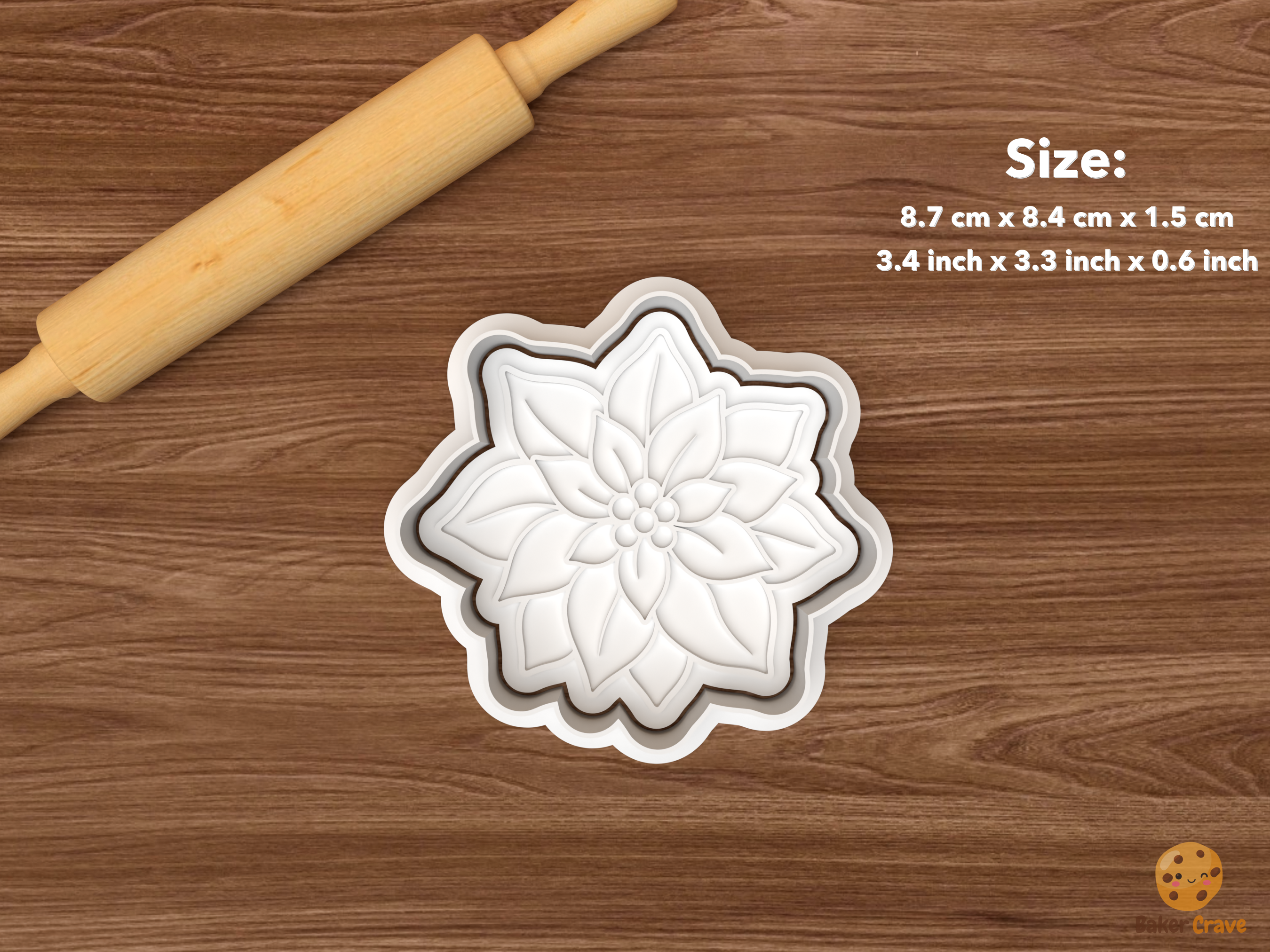 Christmas Poinsettia Cookie Cutter Set STL File - single single poinsettia blossom