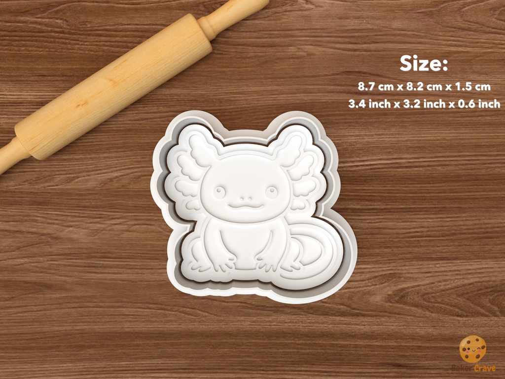 Axolotl Cookie Cutter Set STL File - single sitting axolotl