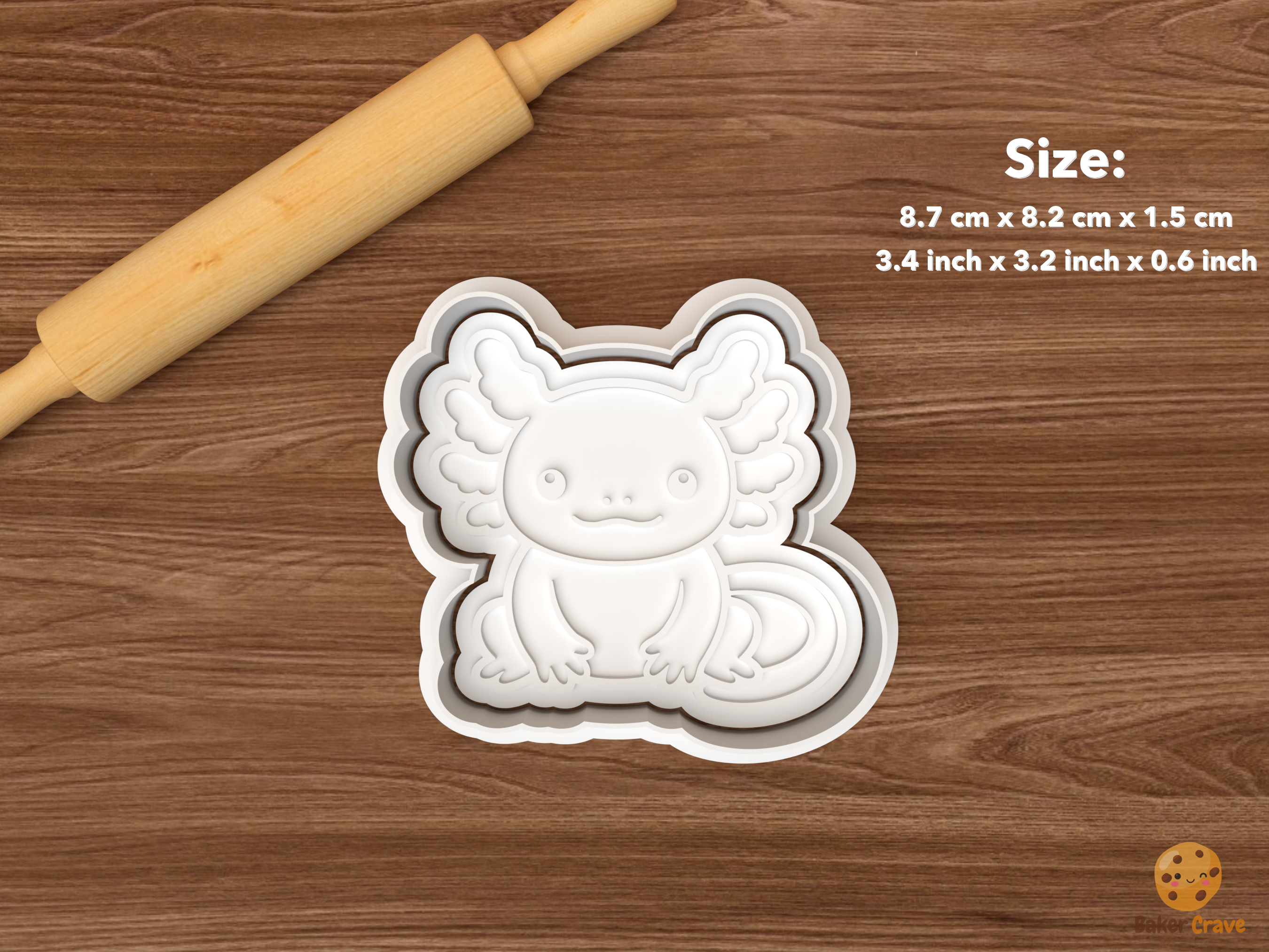 Axolotl Cookie Cutter Set STL File - single sitting axolotl