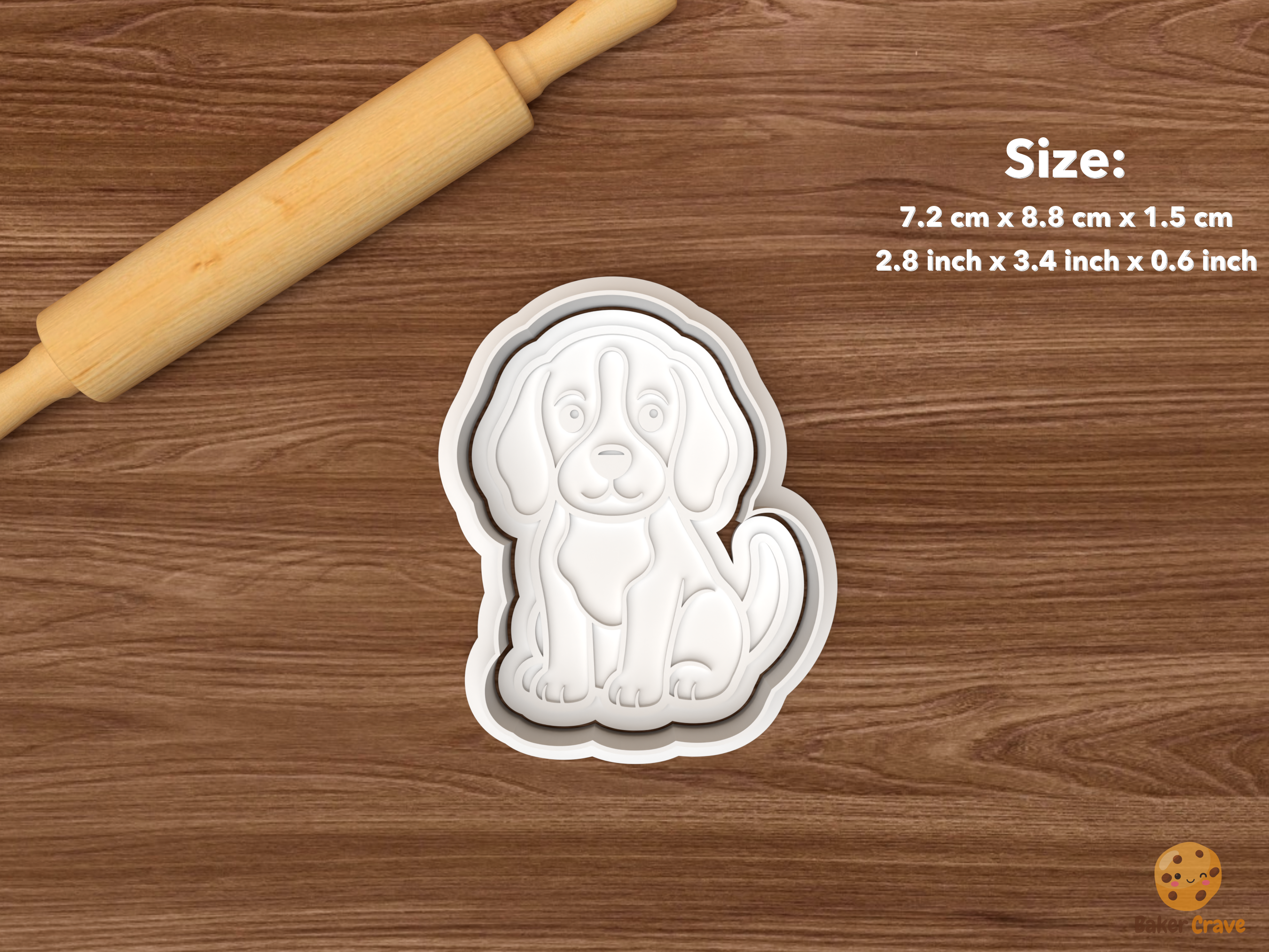 Beagle Dog Cookie Cutter Set STL File - single sitting beagle puppy