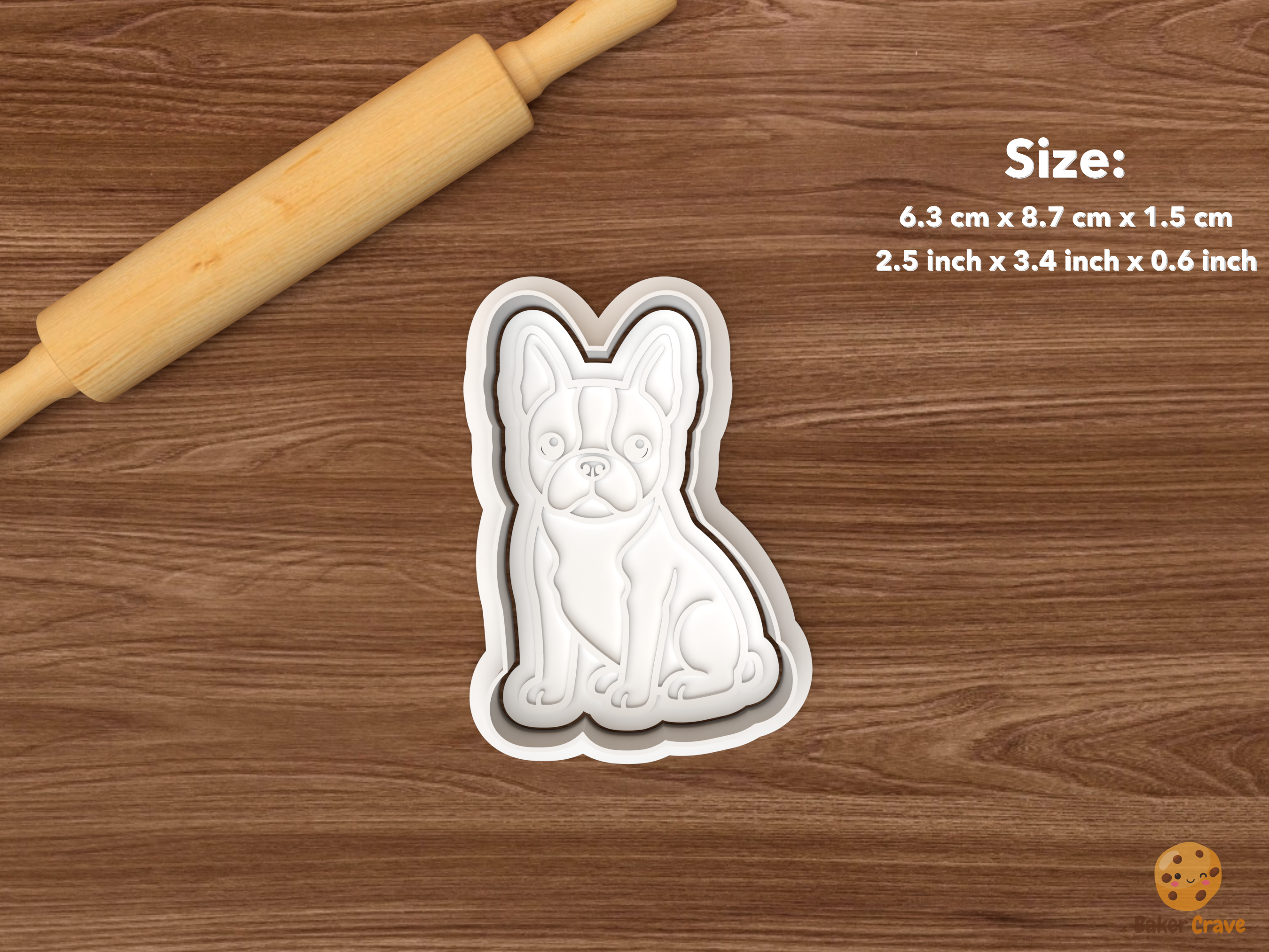 Boston Terrier Dog Cookie Cutter Set STL File - single sitting boston terrier dog