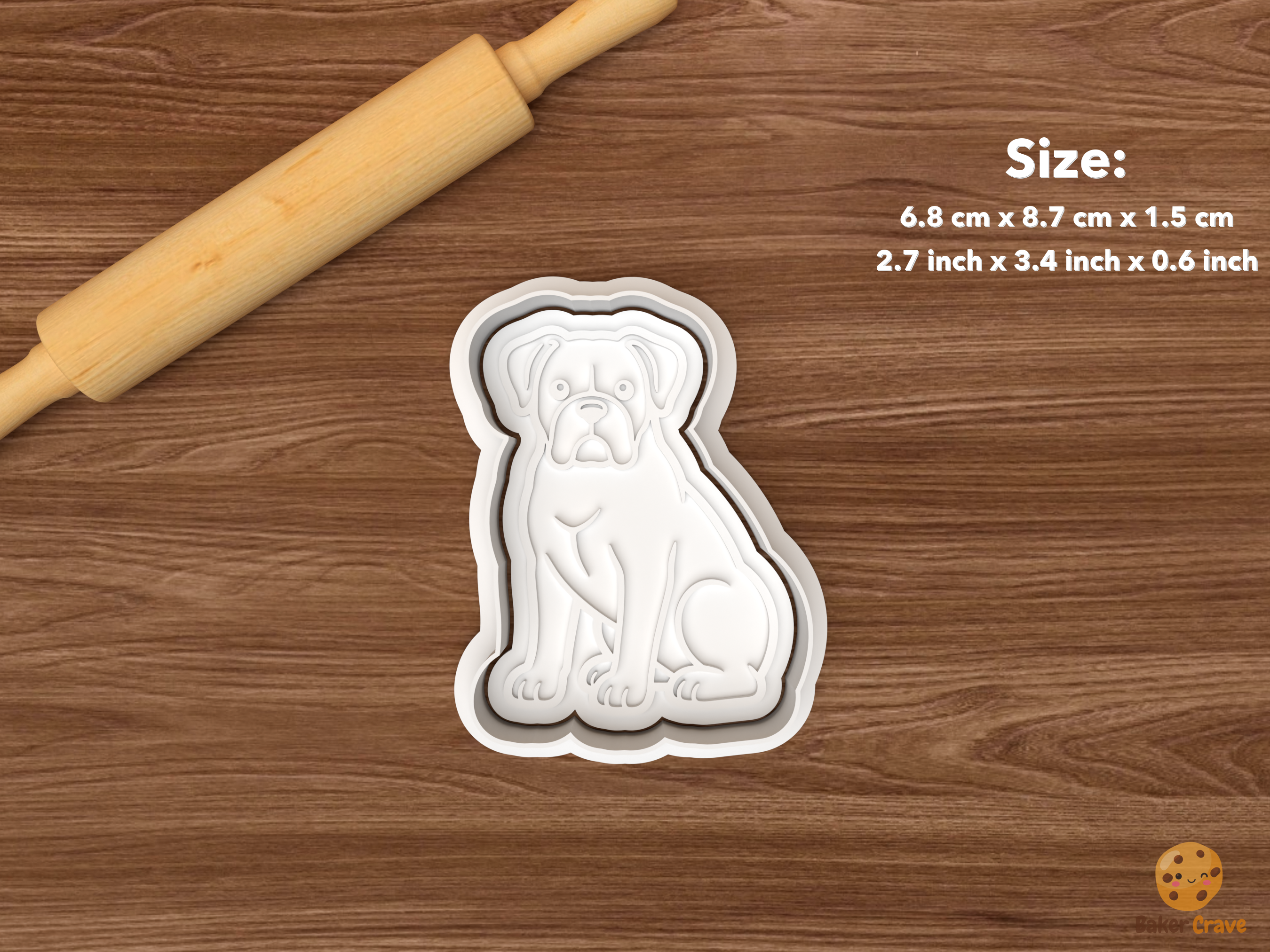 Boxer Dog Cookie Cutter Set STL File - single sitting boxer dog