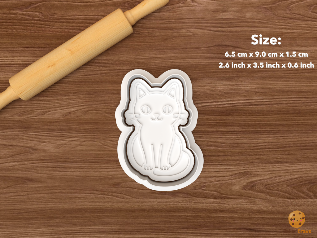 Cat Cookie Cutter Set STL File - single sitting cat