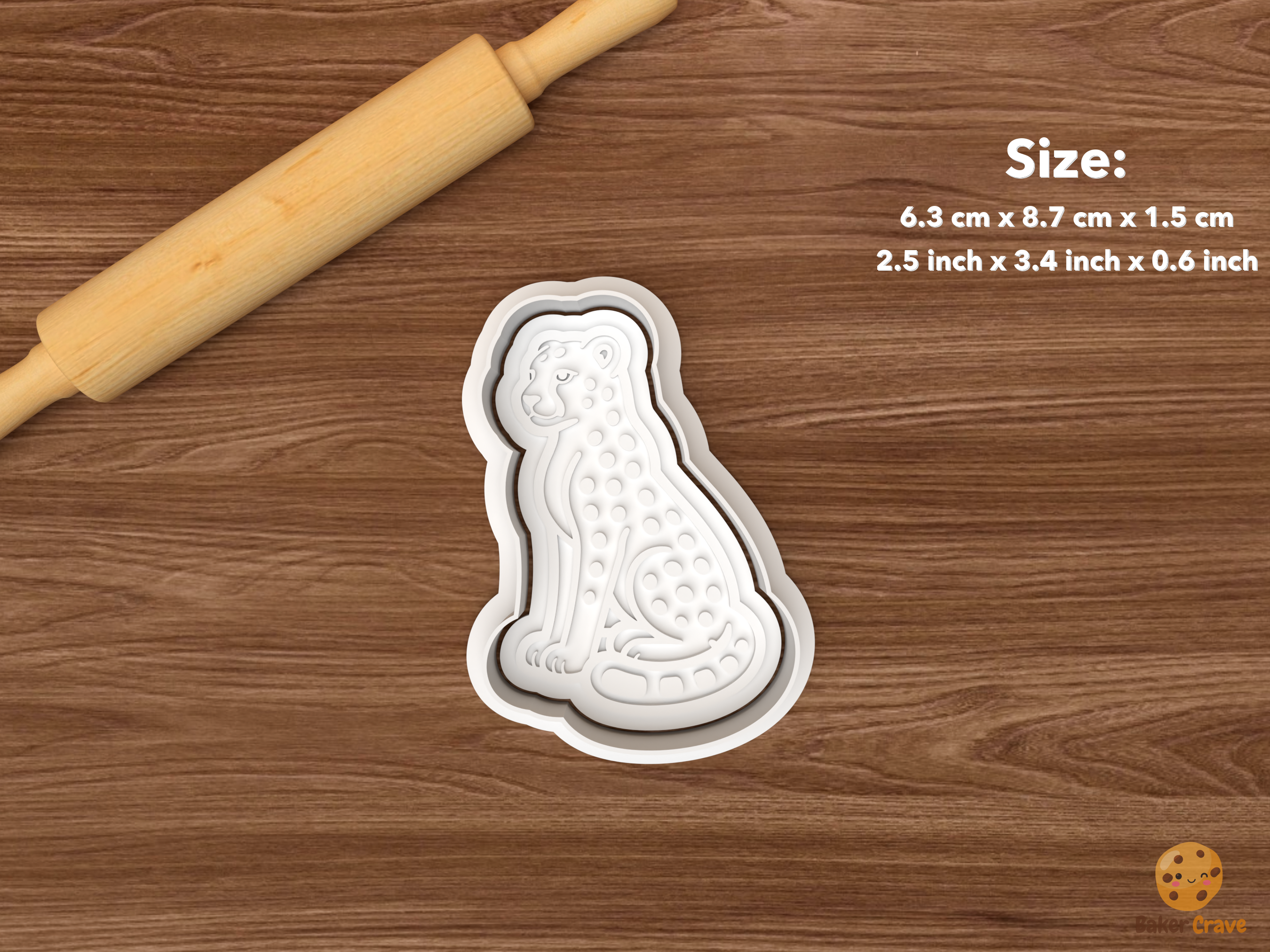 Cheetah Cookie Cutter Set STL File - single sitting cheetah