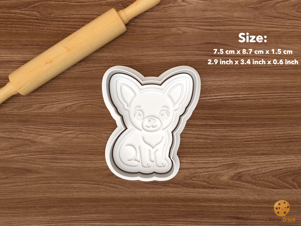 Chihuahua Dog Cookie Cutter Set STL File - single sitting chihuahua dog