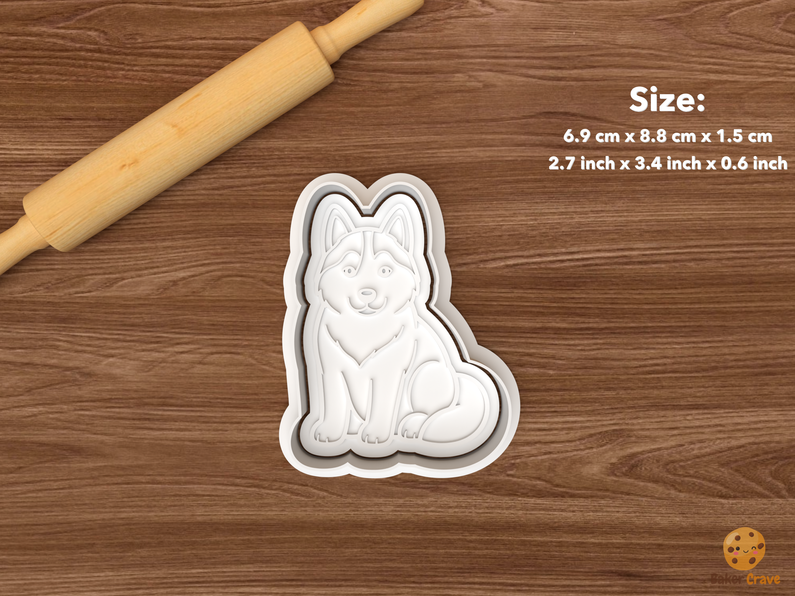 Husky Dog Cookie Cutter Set STL File - single sitting husky dog