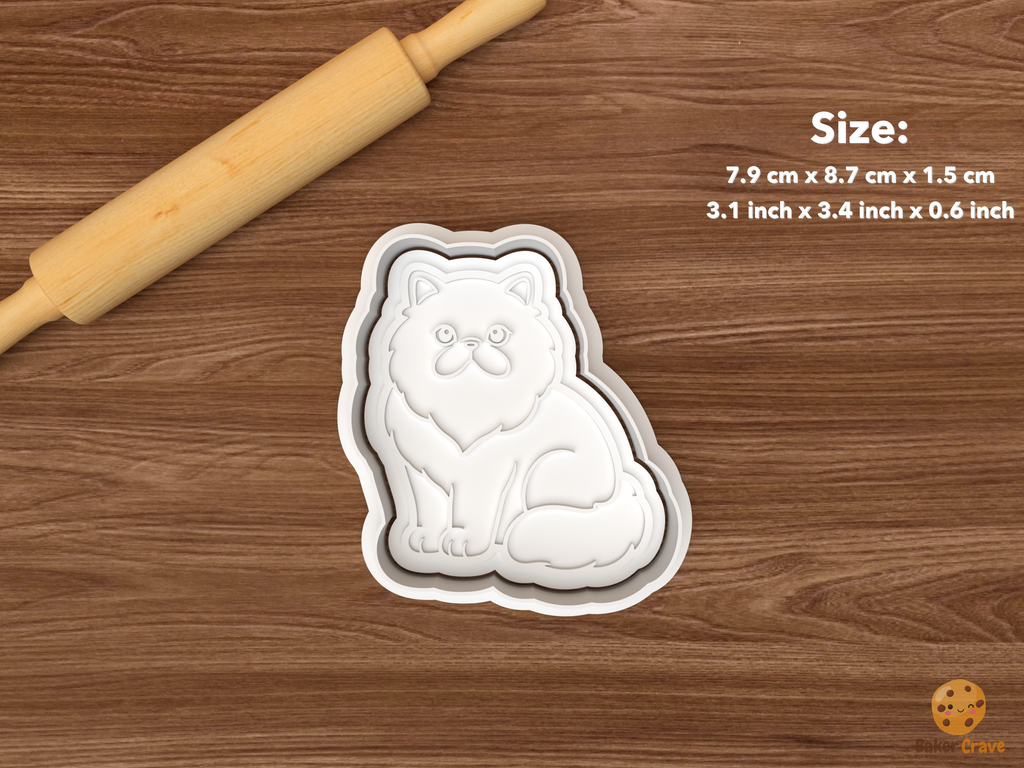 Persian Cat Cookie Cutter Set STL File - single sitting persian cat