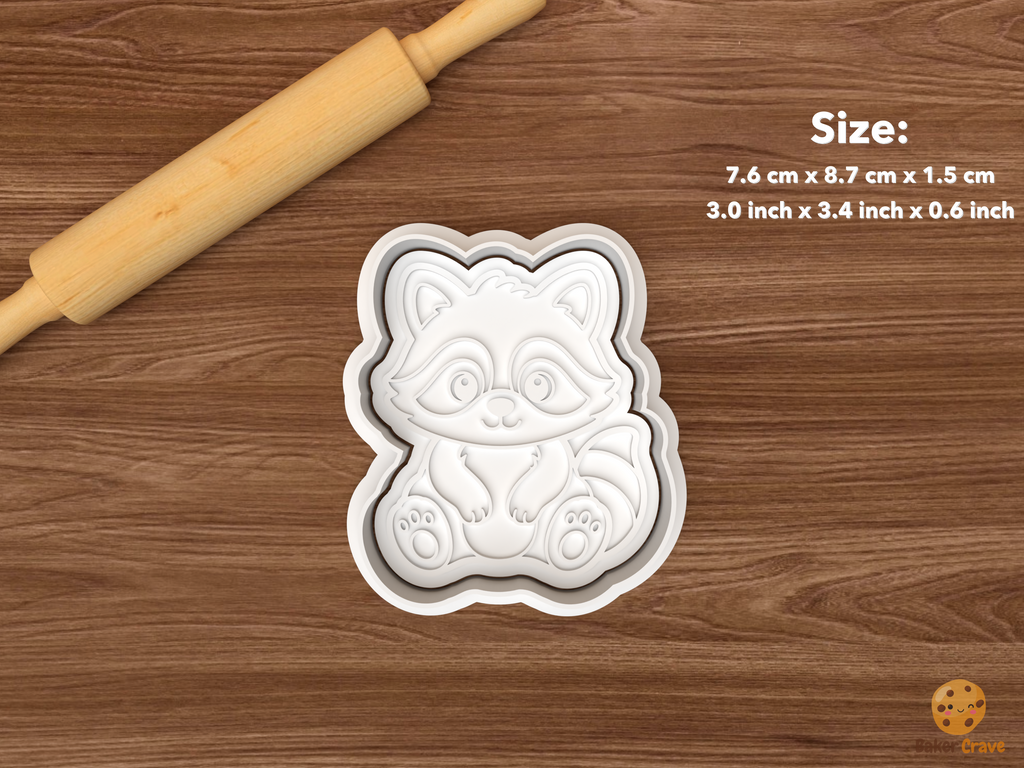 Raccoon Cookie Cutter Set STL File - single sitting raccoon