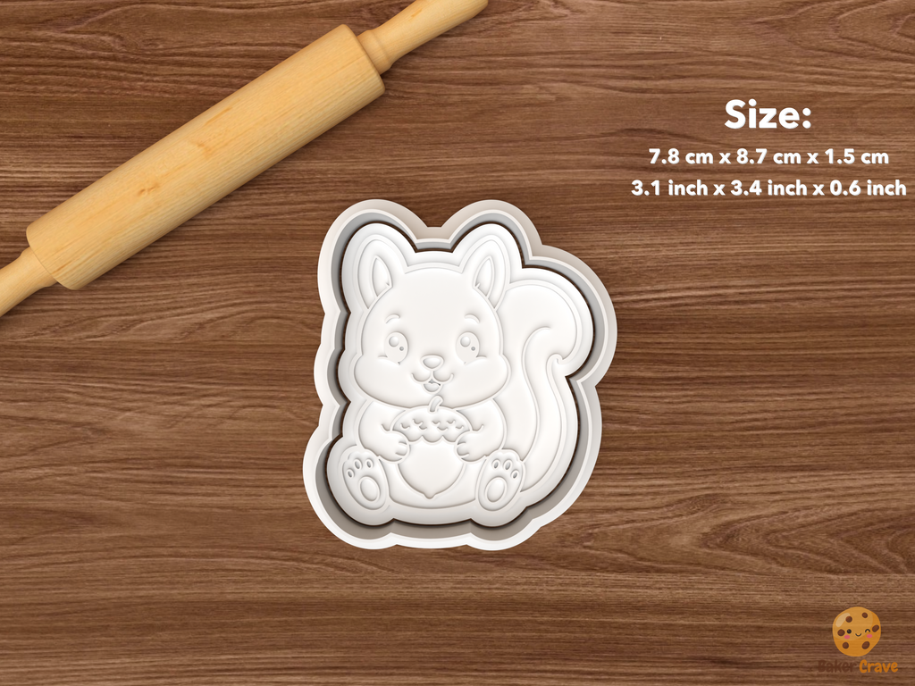Squirrel Cookie Cutter Set STL File - single sitting squirrel