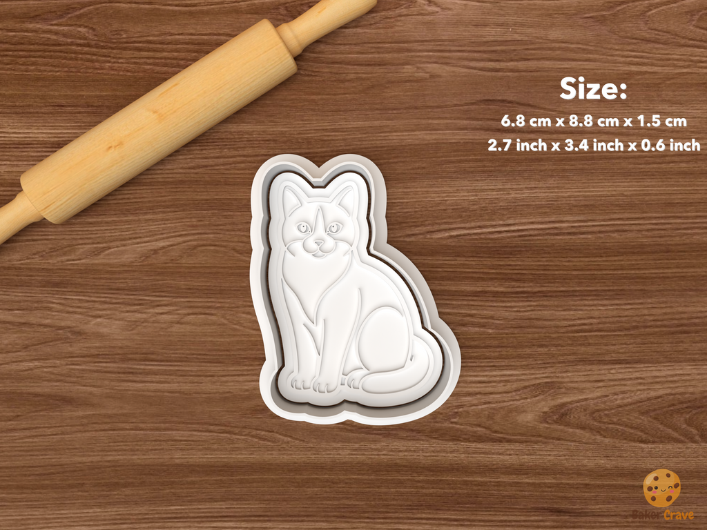 Tuxedo Cat Cookie Cutter Set STL File - single sitting tuxedo cat