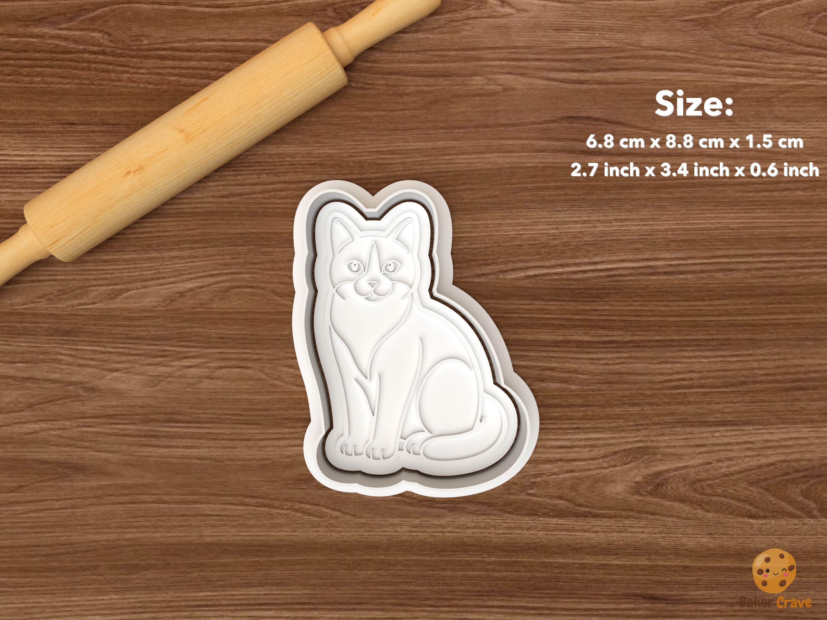 Tuxedo Cat Cookie Cutter Set STL File - single sitting tuxedo cat