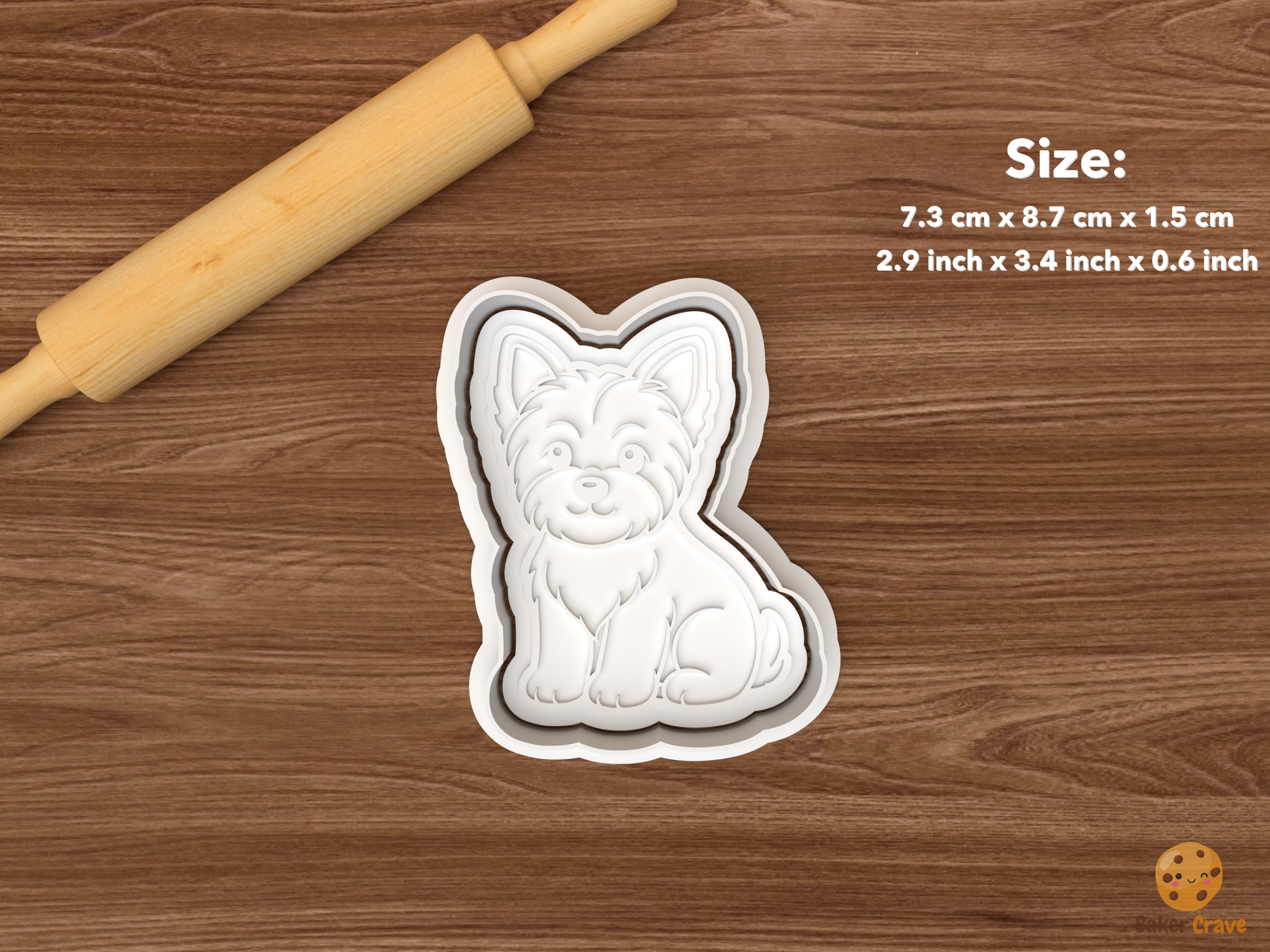 Yorkshire Terrier Dog Cookie Cutter Set STL File - single sitting yorkshire terrier dog