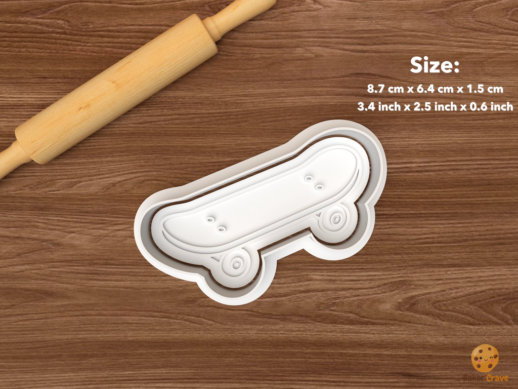 Skateboarding Cookie Cutter Set STL File - single skateboard