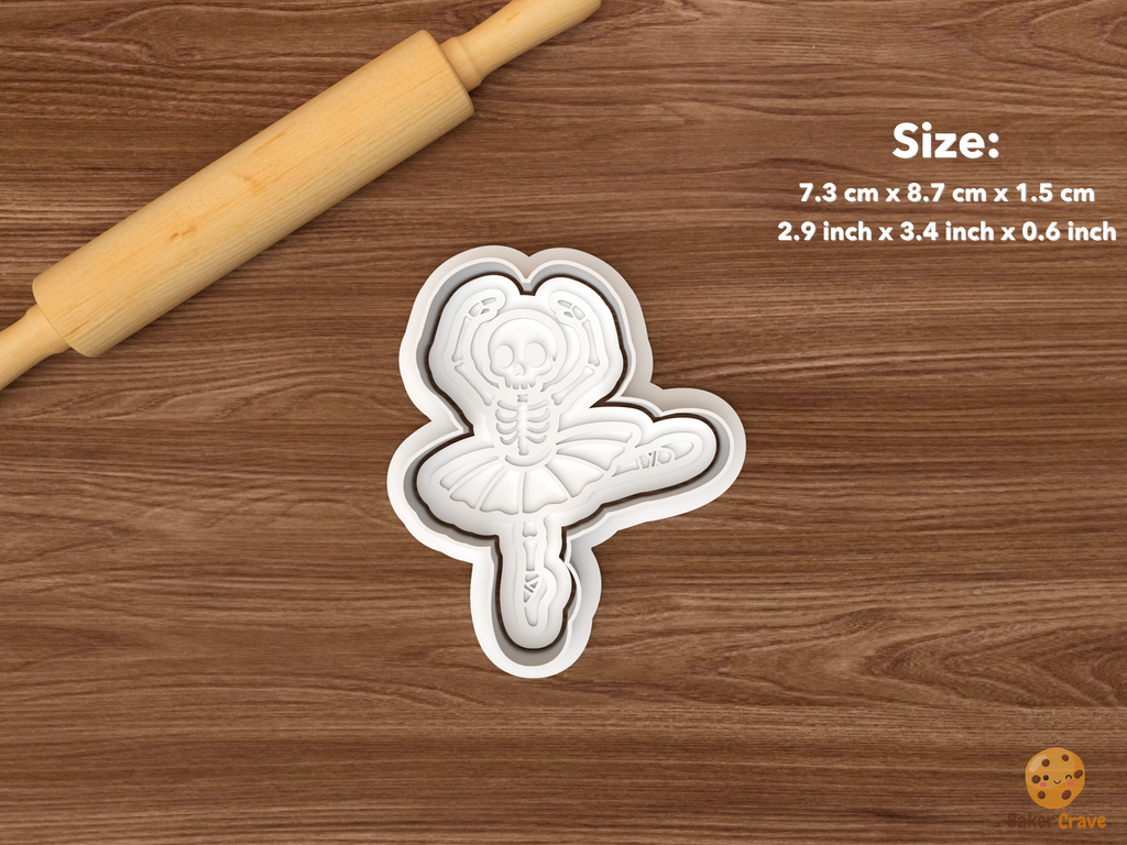 Halloween Ballet Cookie Cutter Set STL File - single skeleton ballerina