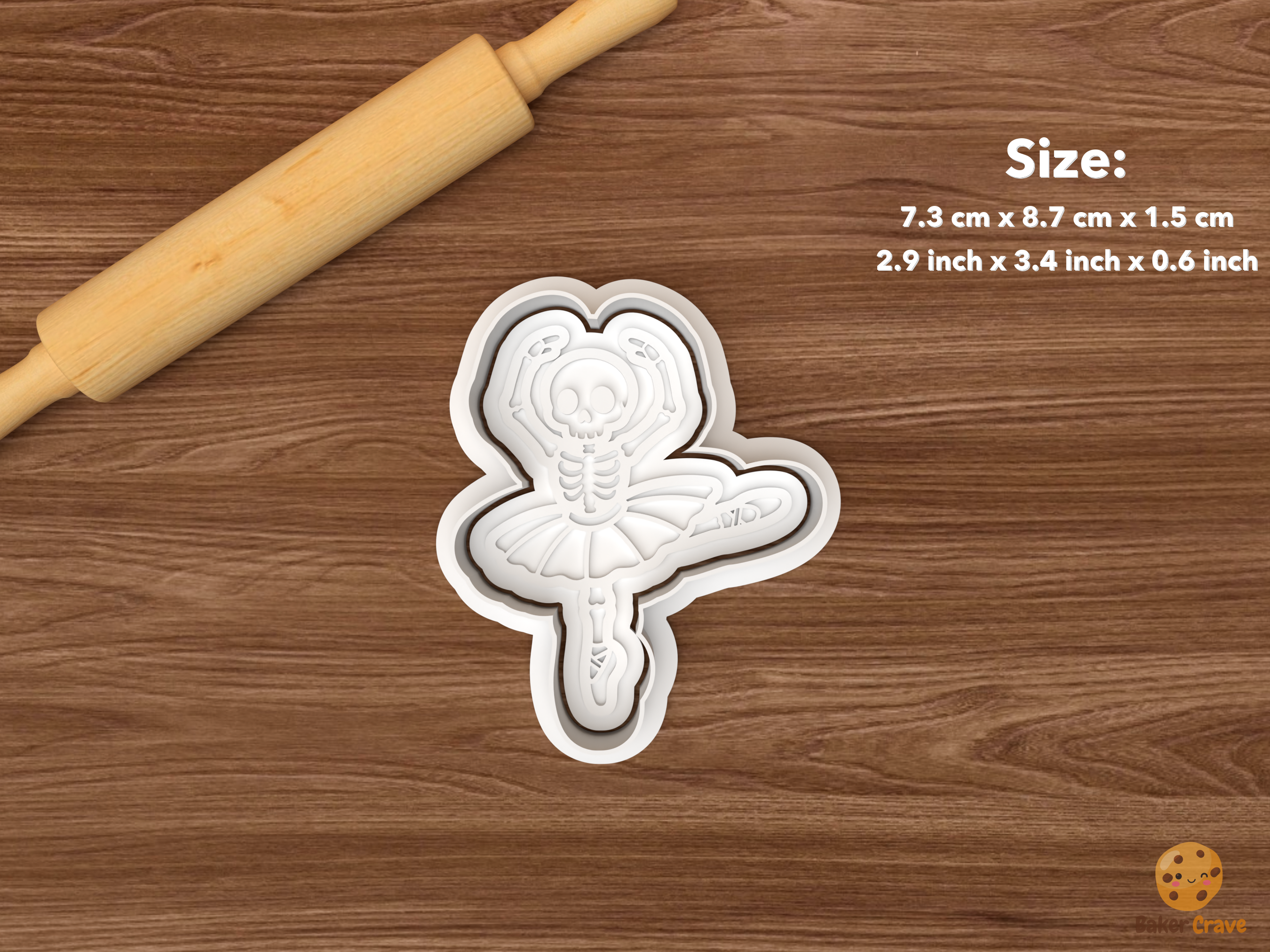 Halloween Ballet Cookie Cutter Set STL File - single skeleton ballerina