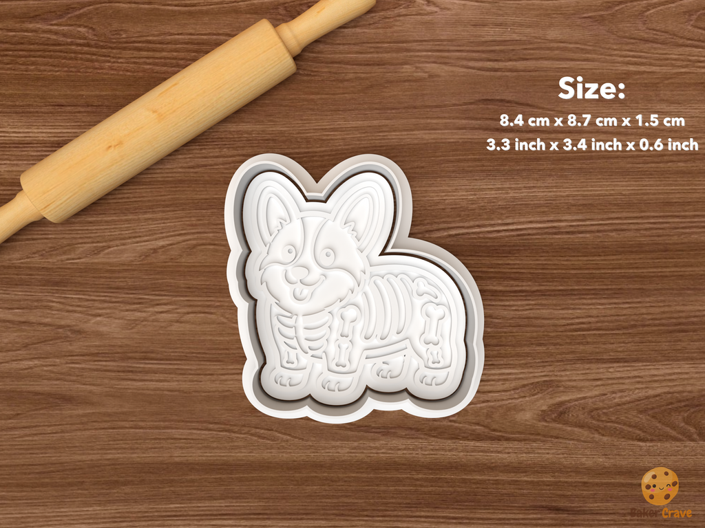 Halloween Corgi Dog Cookie Cutter Set STL File - single skeleton corgi