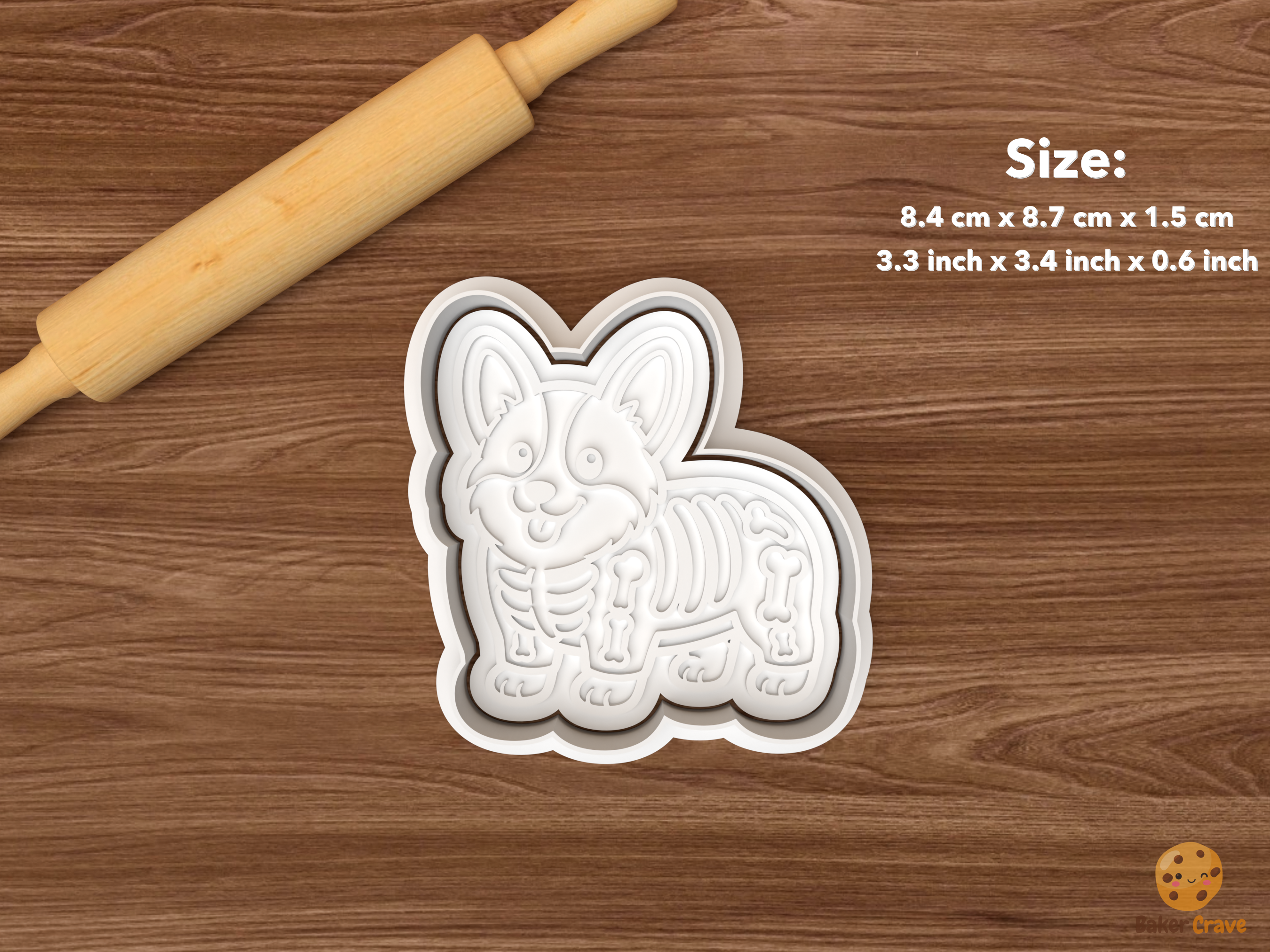 Halloween Corgi Dog Cookie Cutter Set STL File - single skeleton corgi