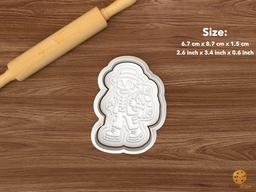Halloween Camping Cookie Cutter Set STL File - single skeleton hiker