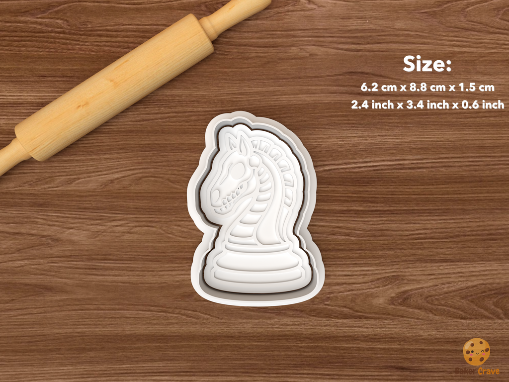 Halloween Chess Piece Cookie Cutter Set STL File - single skeleton horse knight chess piece