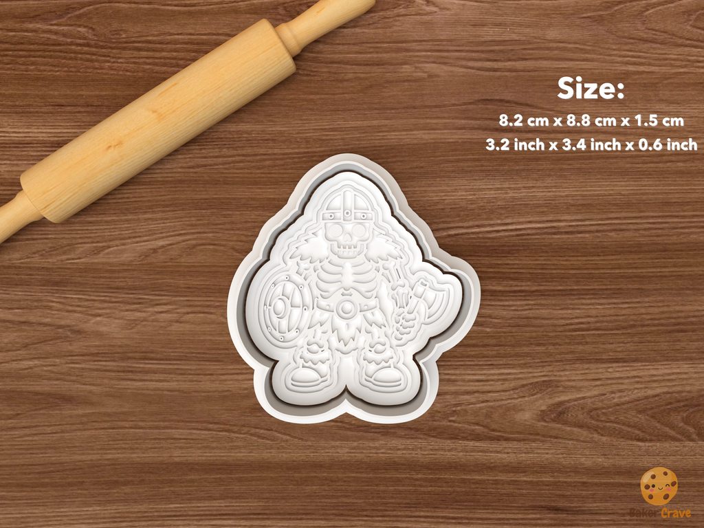 Halloween Undead Viking Cookie Cutter Set STL File - single skeleton viking warrior