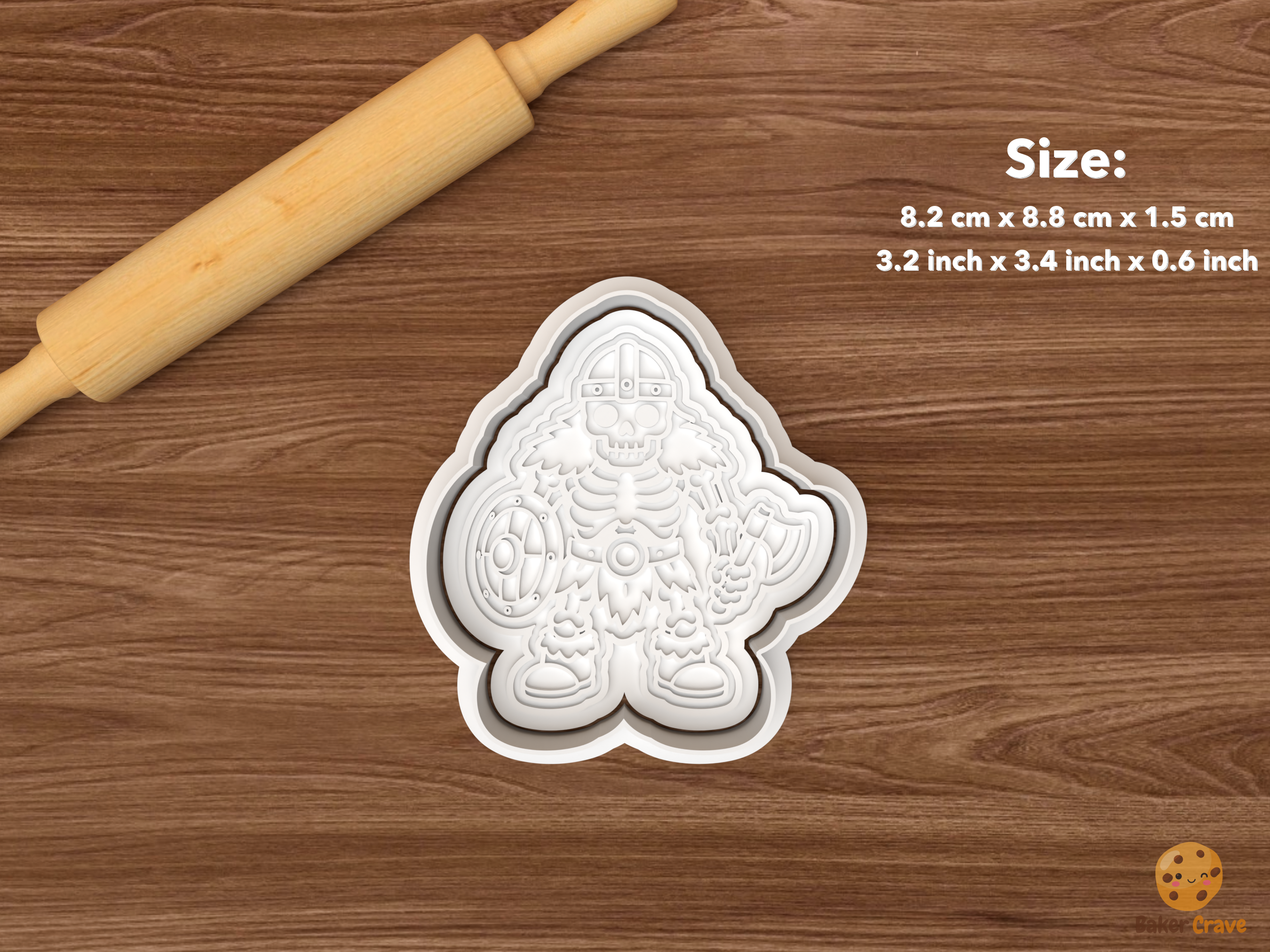 Halloween Undead Viking Cookie Cutter Set STL File - single skeleton viking warrior