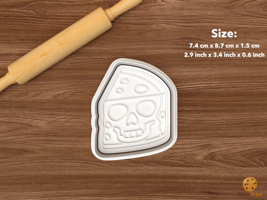 Halloween Charcuterie Board Cookie Cutter Set STL File - single skull pizza slice