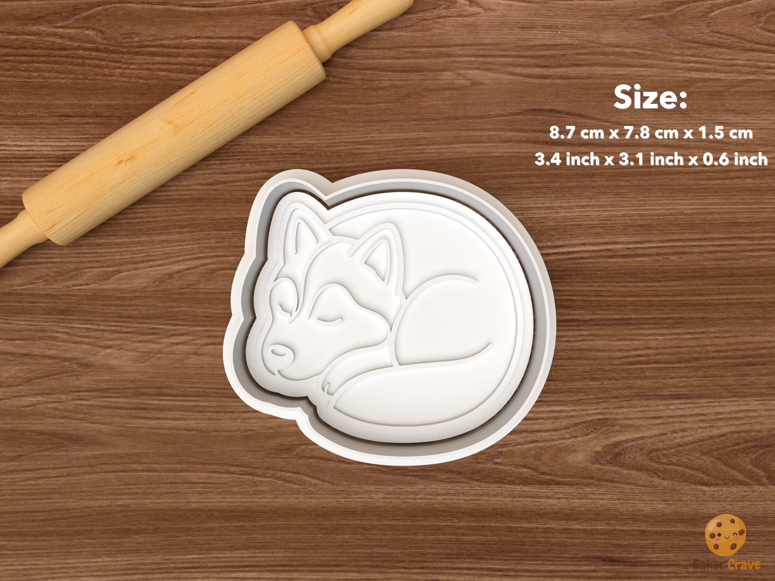 Husky Dog Cookie Cutter Set STL File - single sleeping curled husky dog