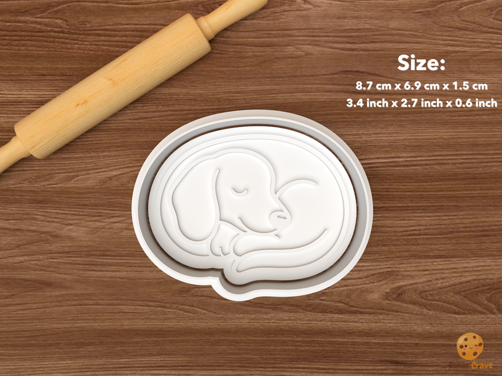 Dachshund Dog Cookie Cutter Set STL File - single sleeping dachshund dog