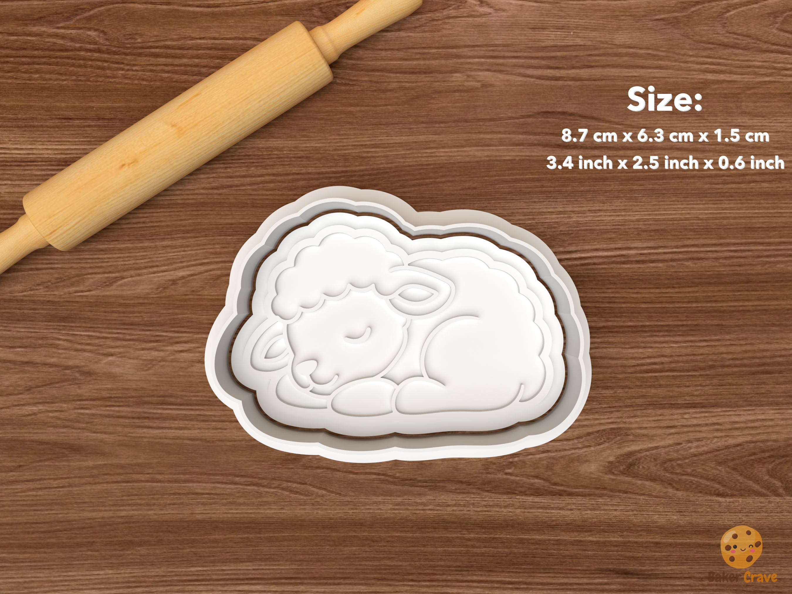 Little Lamb Baby Shower Cookie Cutter Set STL File - single sleeping lamb