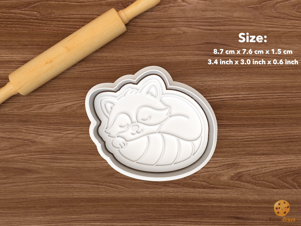Raccoon Cookie Cutter Set STL File - single sleeping raccoon