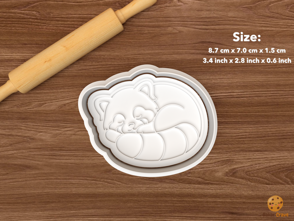 Red Panda Cookie Cutter Set STL File - single sleeping red panda