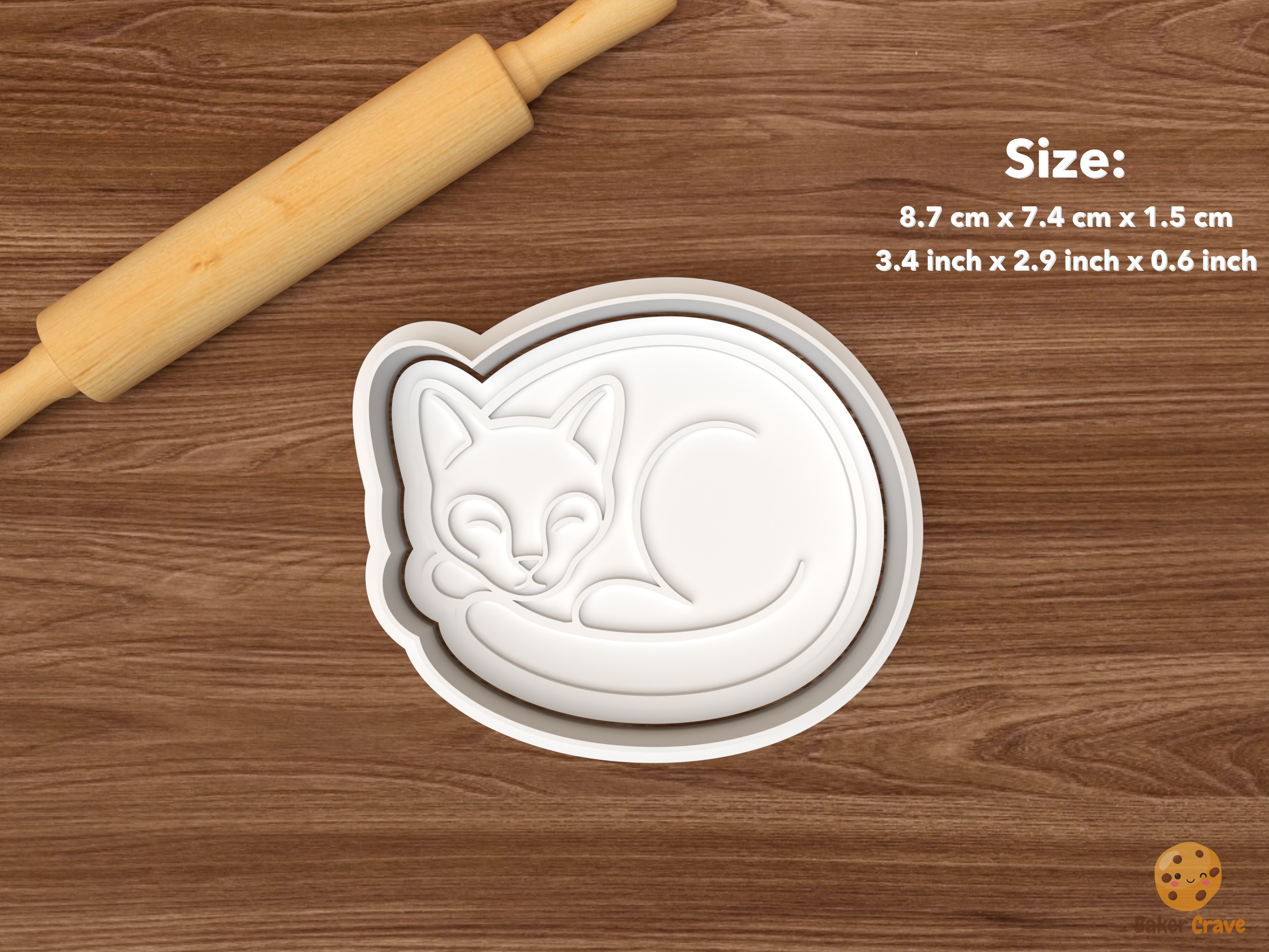 Siamese Cat Cookie Cutter Set STL File - single sleeping siamese cat