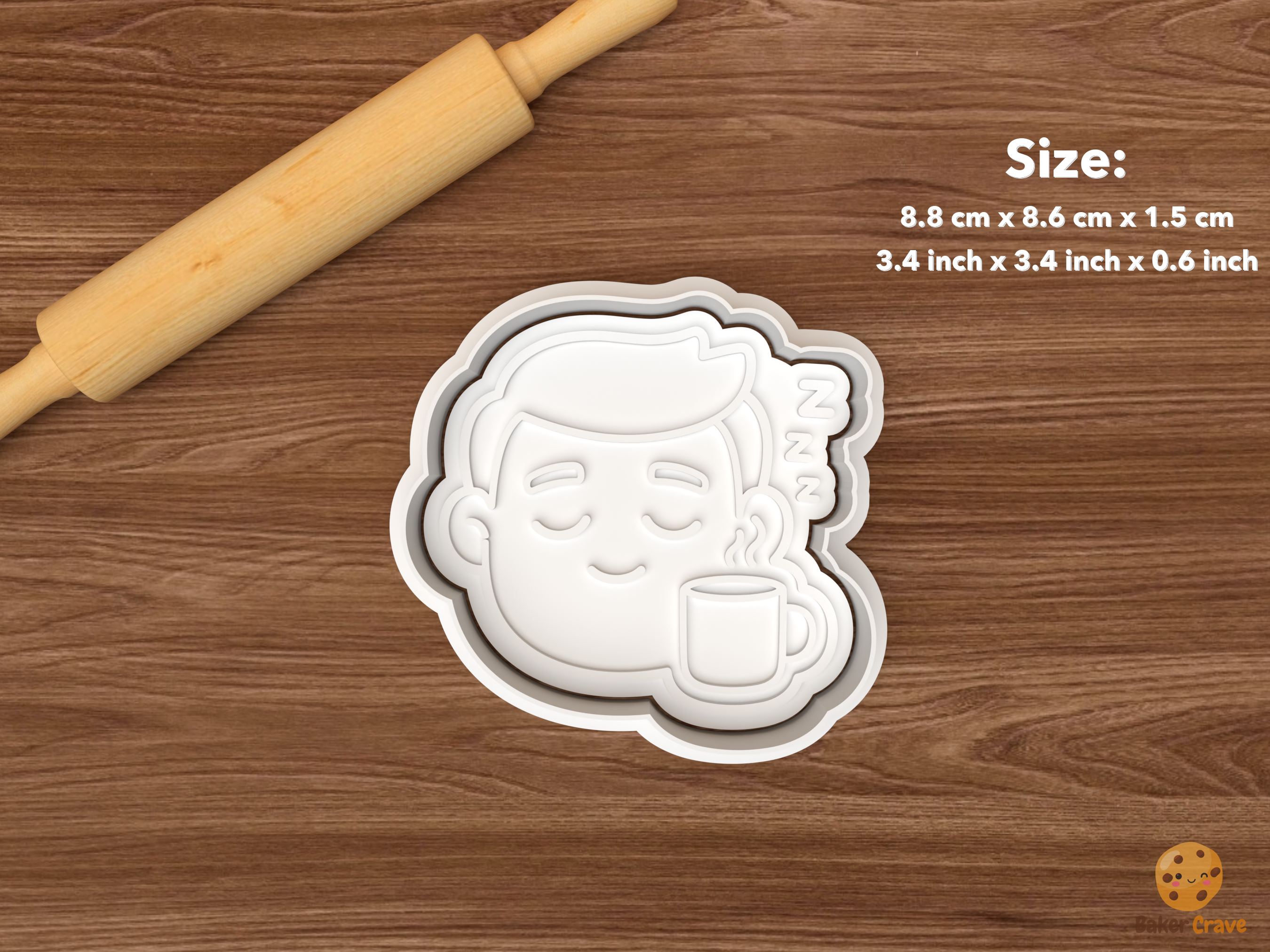 Dad Fuel Coffee Cookie Cutter Set STL File - single sleepy dad face