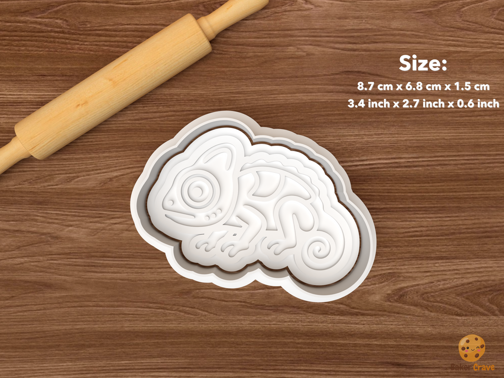 Chameleon Cookie Cutter Set STL File - single small side view chameleon