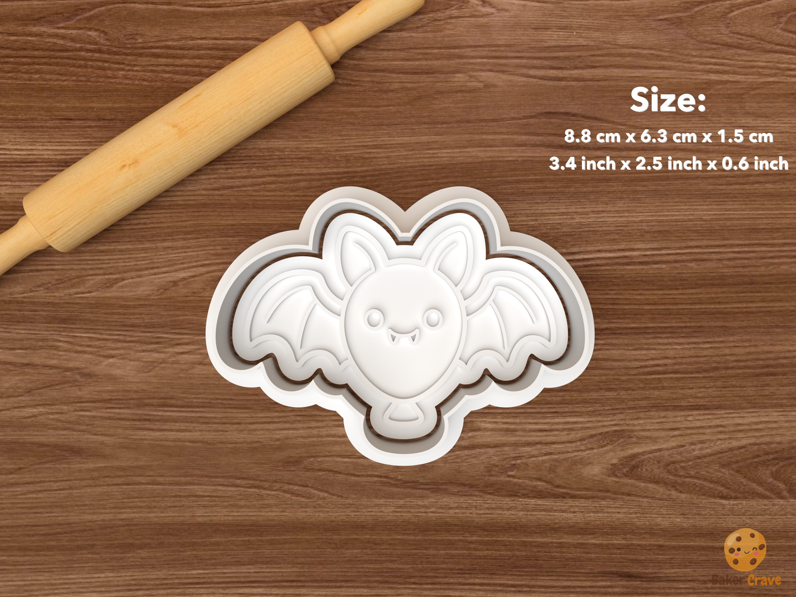 Cute Halloween Party Cookie Cutter Set STL File - single smiling bat
