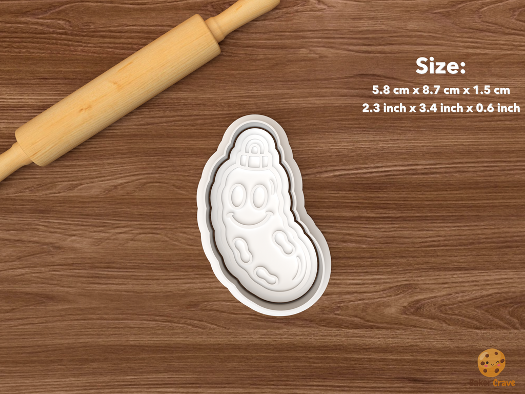 Christmas Pickle Hunt Cookie Cutter Set STL File - single smiling pickle ornament