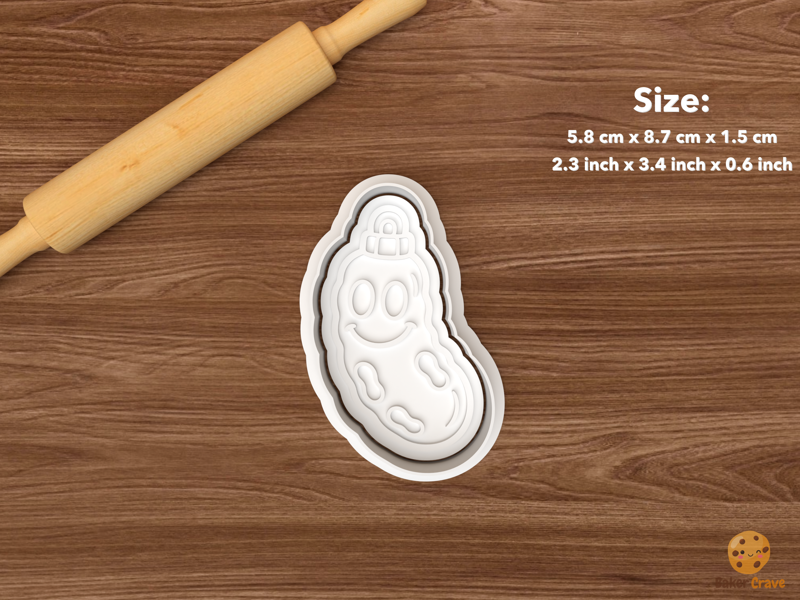 Christmas Pickle Hunt Cookie Cutter Set STL File - single smiling pickle ornament