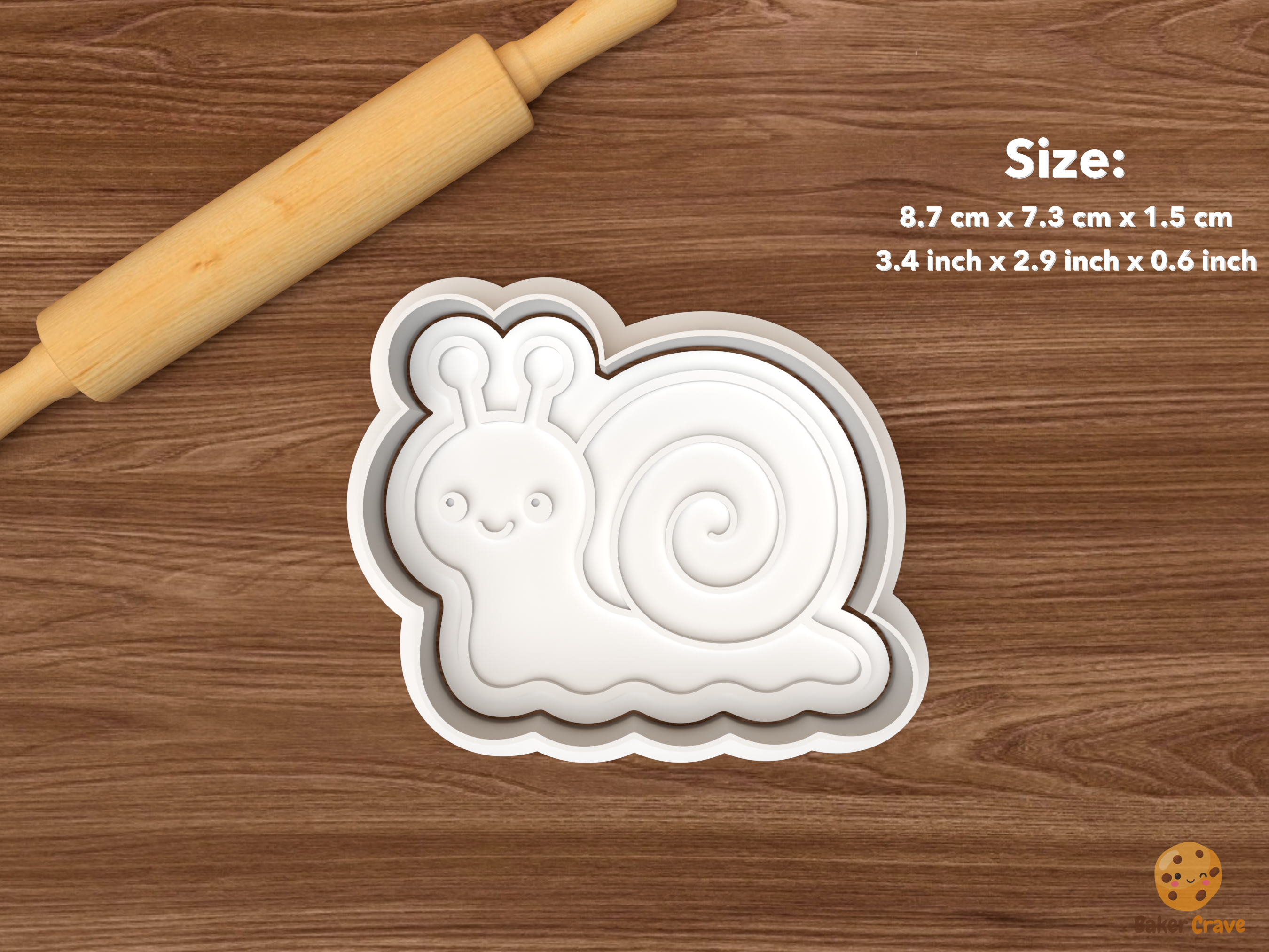 Cute Garden Bugs Cookie Cutter Set STL File - single snail