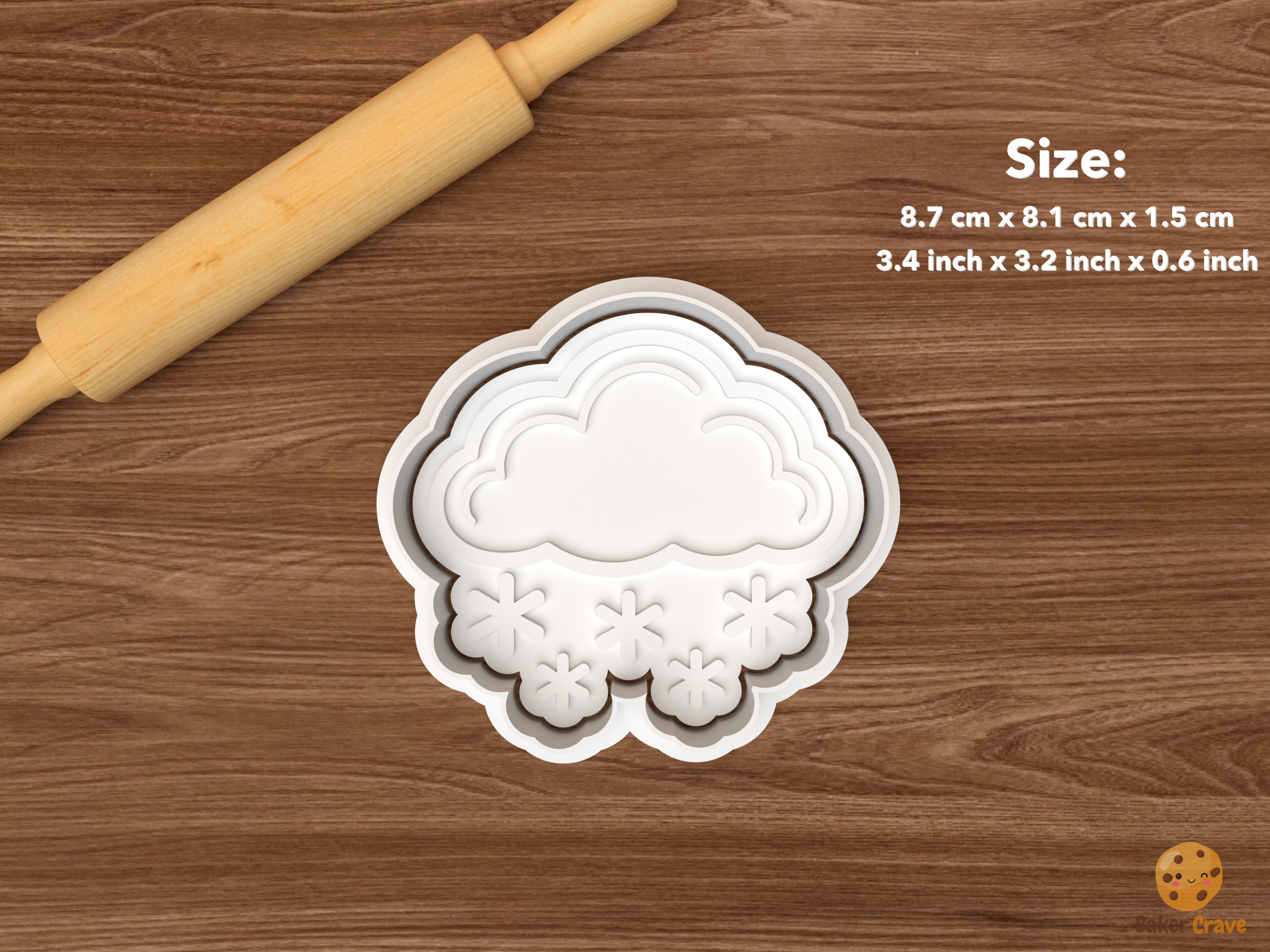 Weather Cookie Cutter Set STL File - single snow cloud