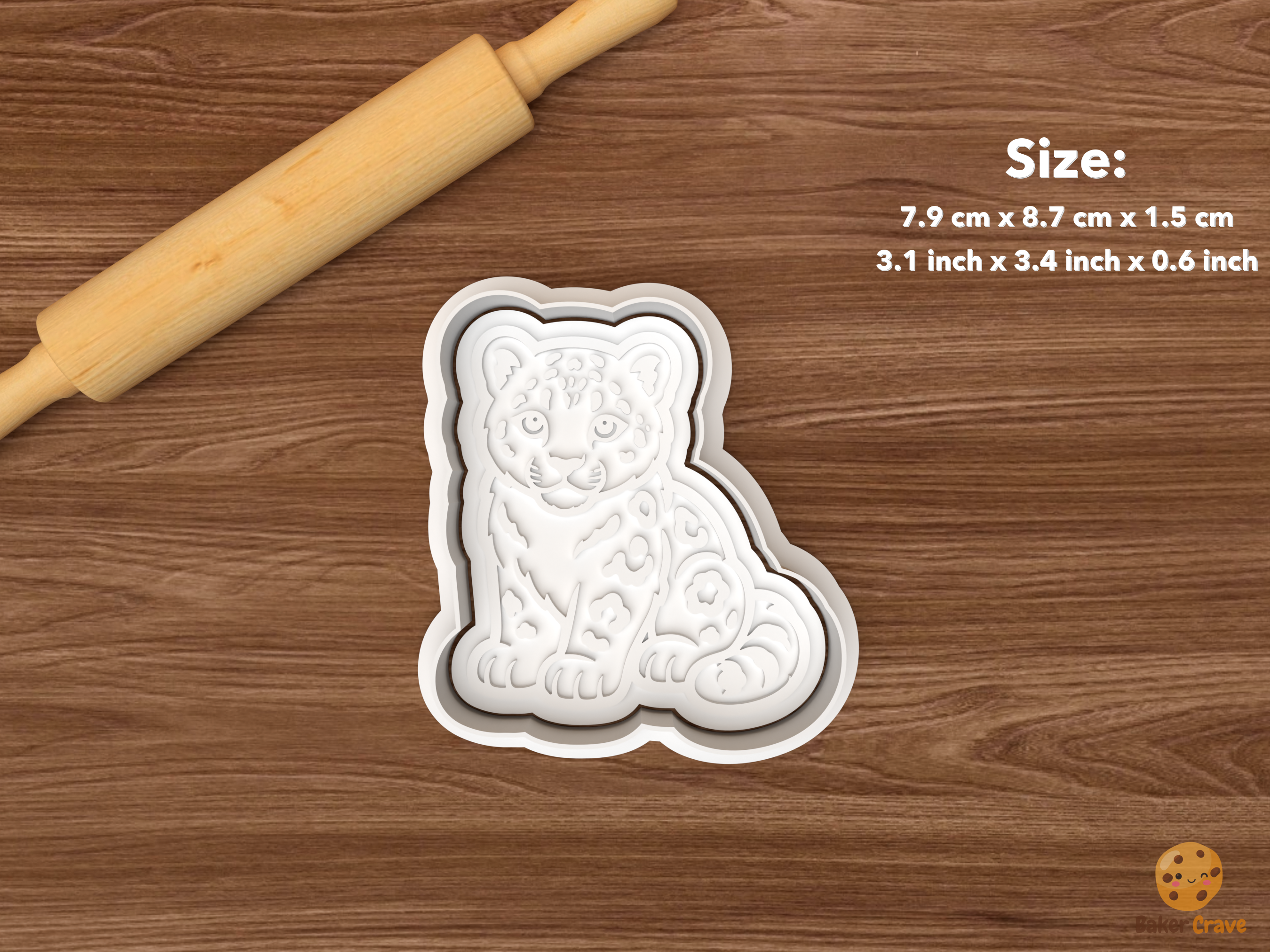 Snow Leopard Cookie Cutter Set STL File - single snow leopard cub