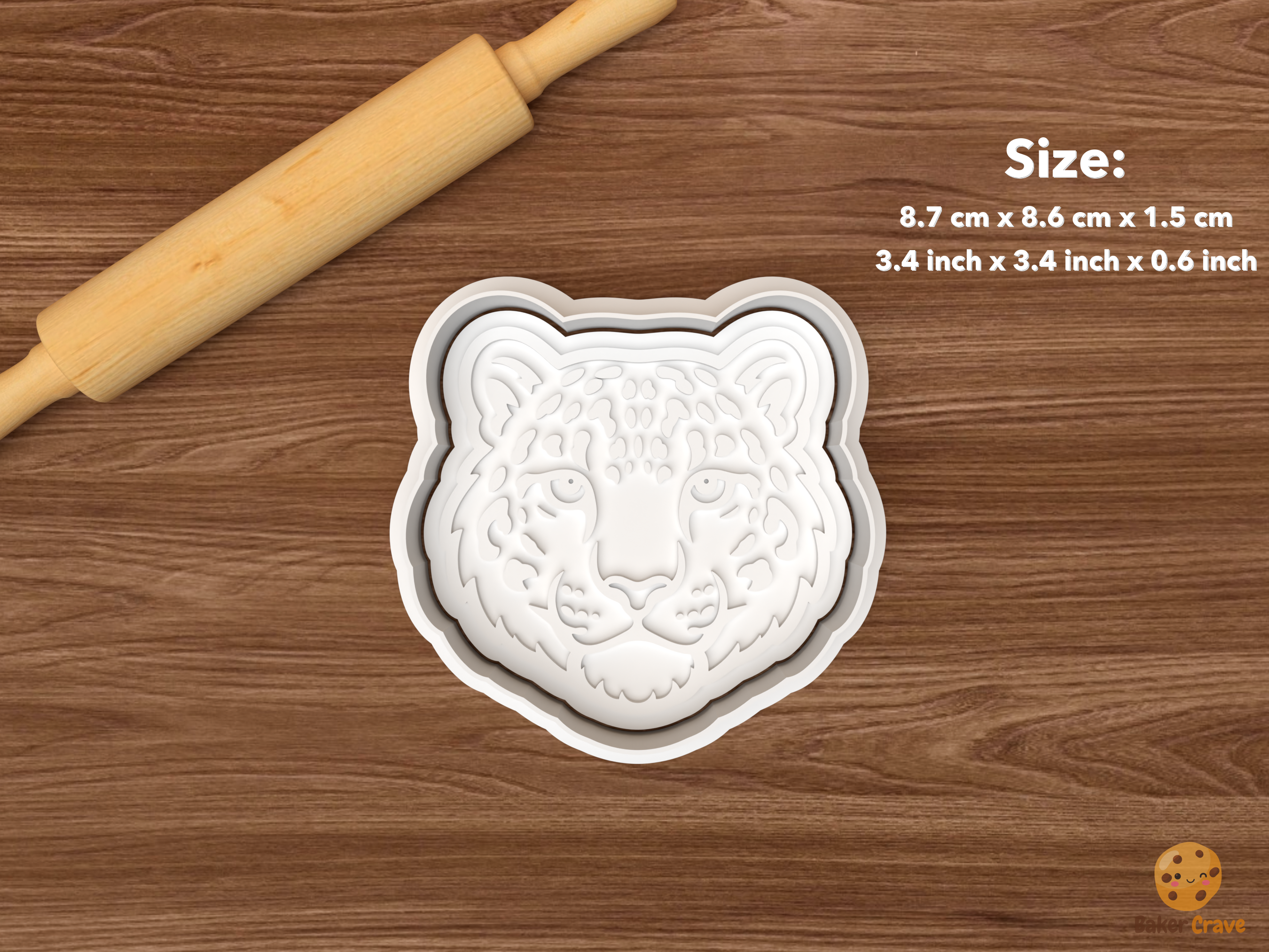Snow Leopard Cookie Cutter Set STL File - single snow leopard face