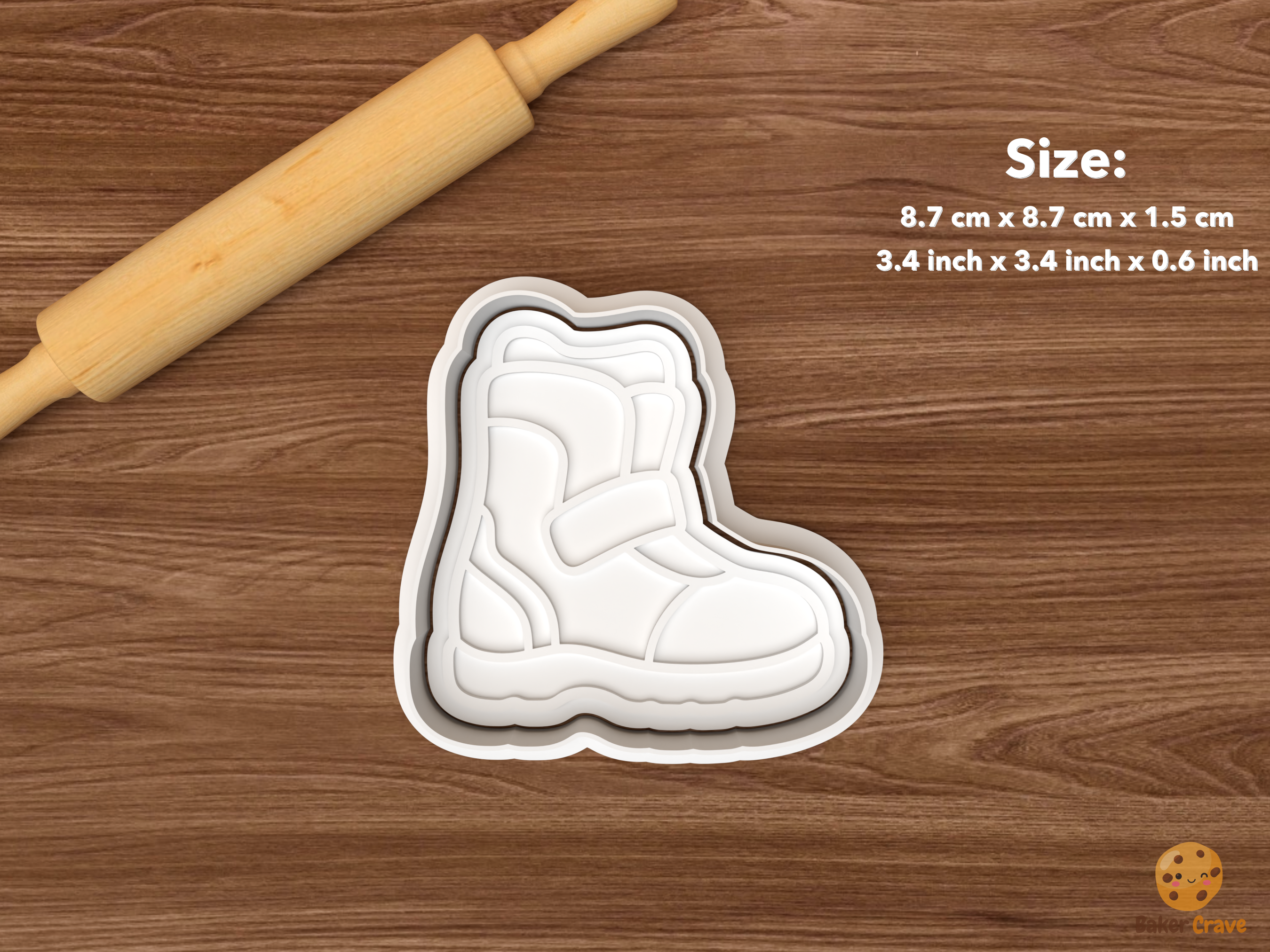 Snowboarding Cookie Cutter Set STL File - single snowboard boot