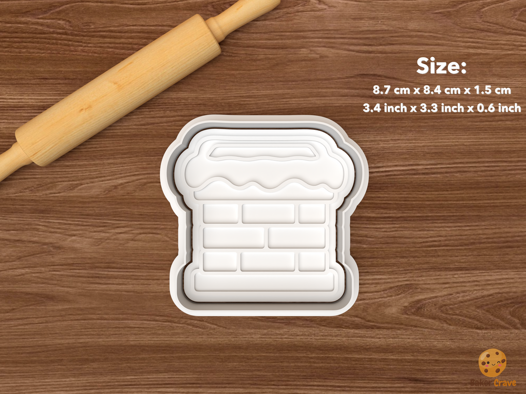 Christmas Chimney Collection Cookie Cutter Set STL File - single snowy brick chimney