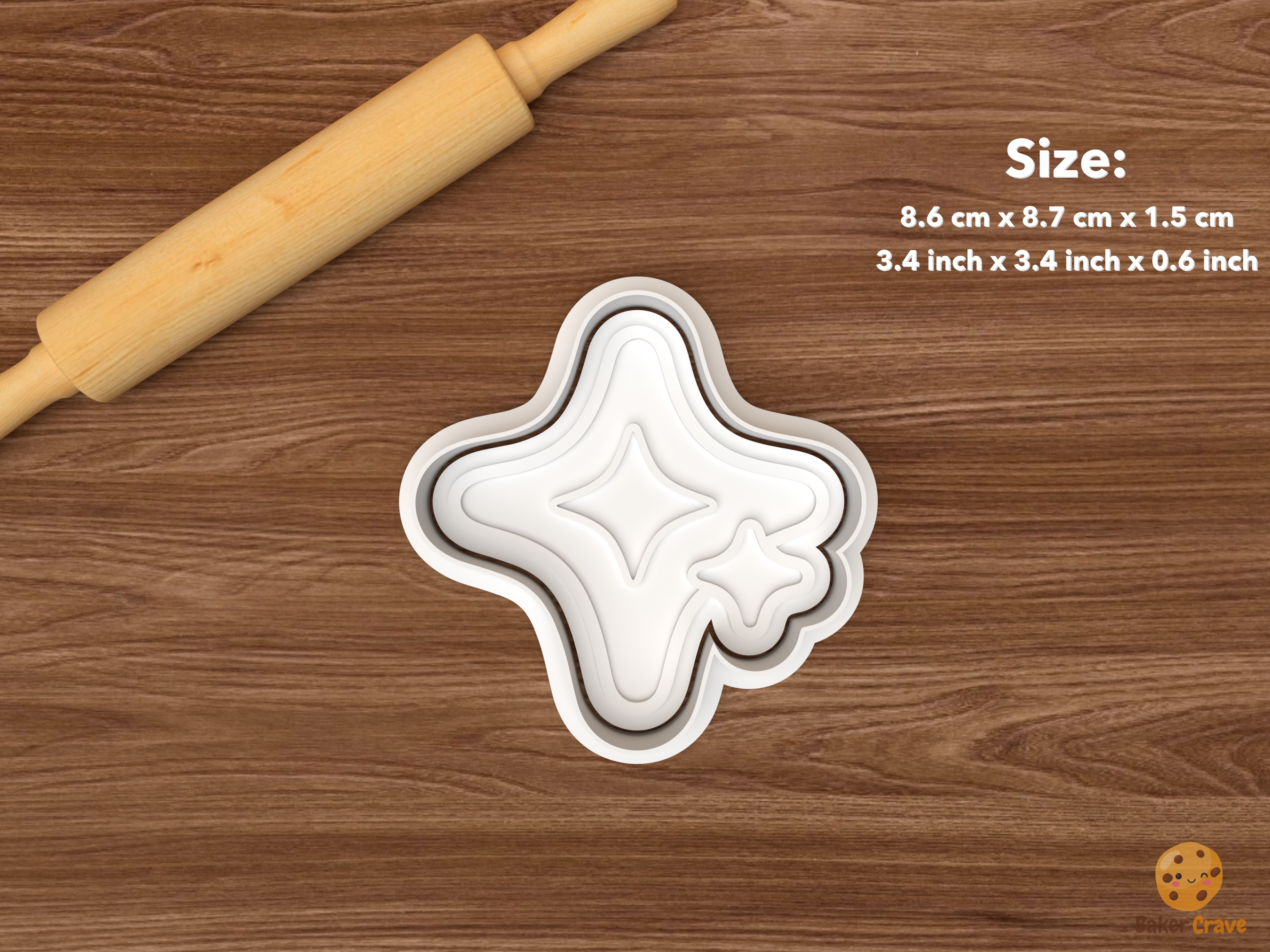 Sweet Treats Cookie Cutter Set STL File - single sparkle stars