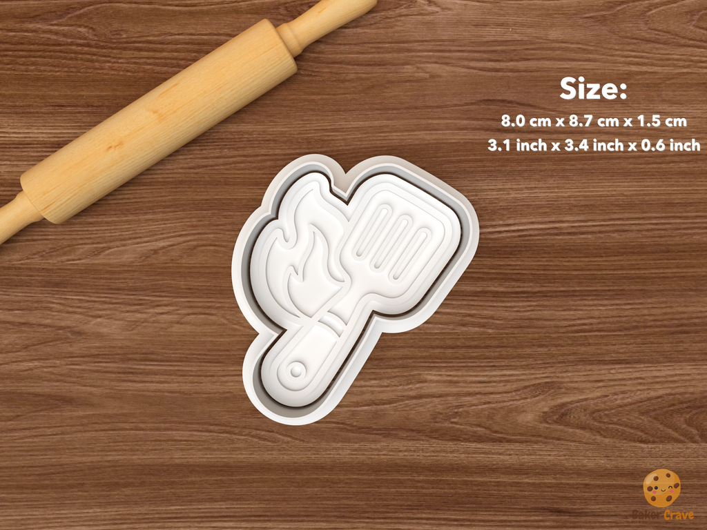BBQ Dad Cookie Cutter Set STL File - single spatula with flame