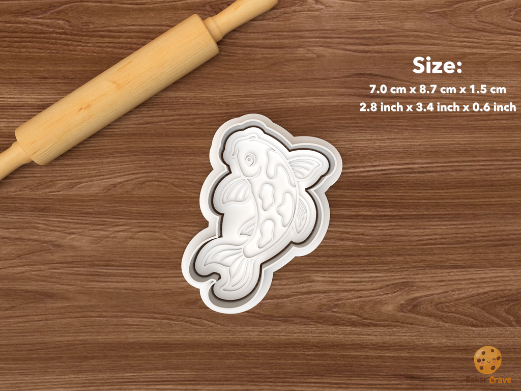 Ornamental Fish Cookie Cutter Set STL File - single spotted koi fish