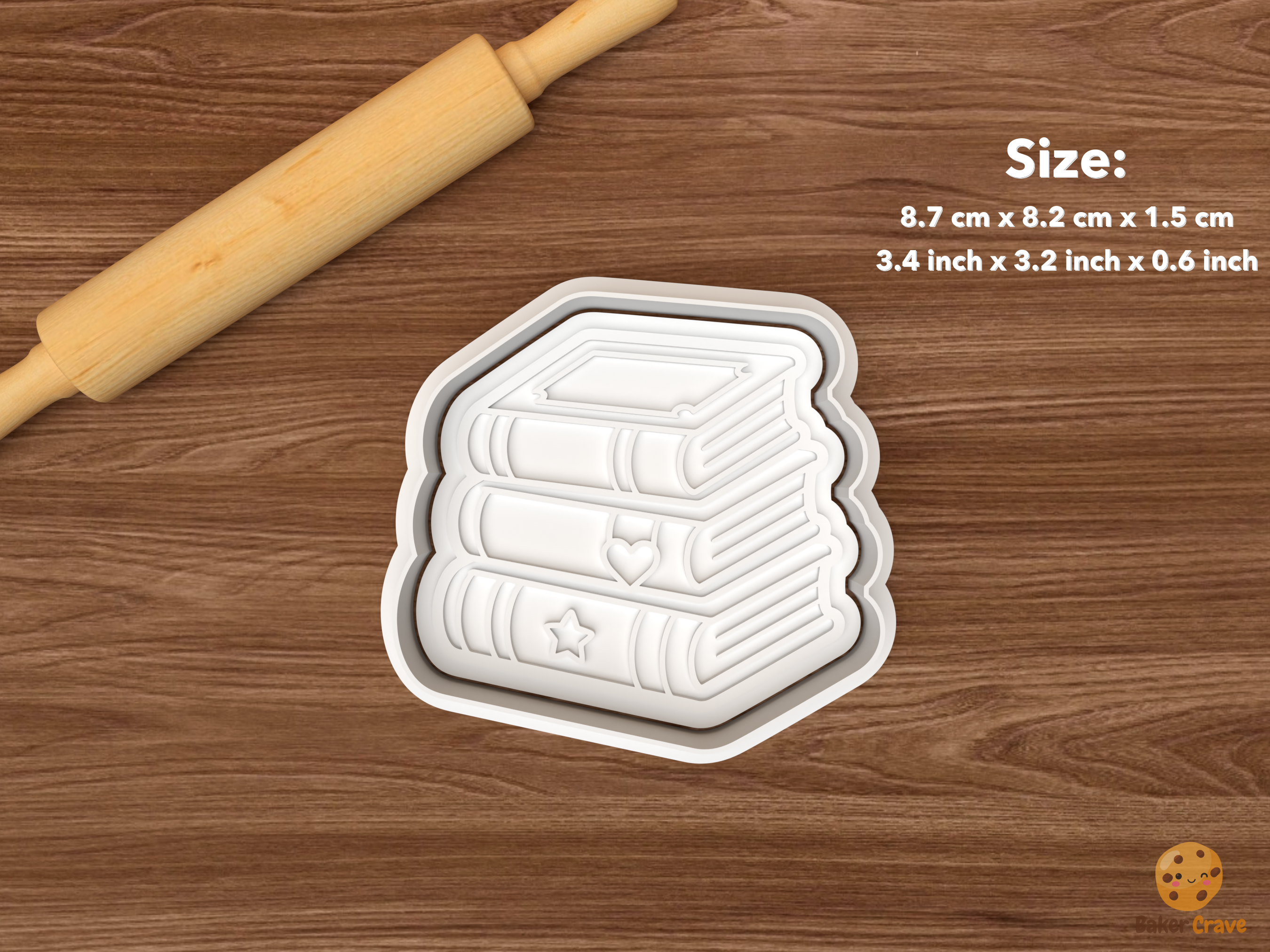 Book Lover Cookie Cutter Set STL File - single stack of books